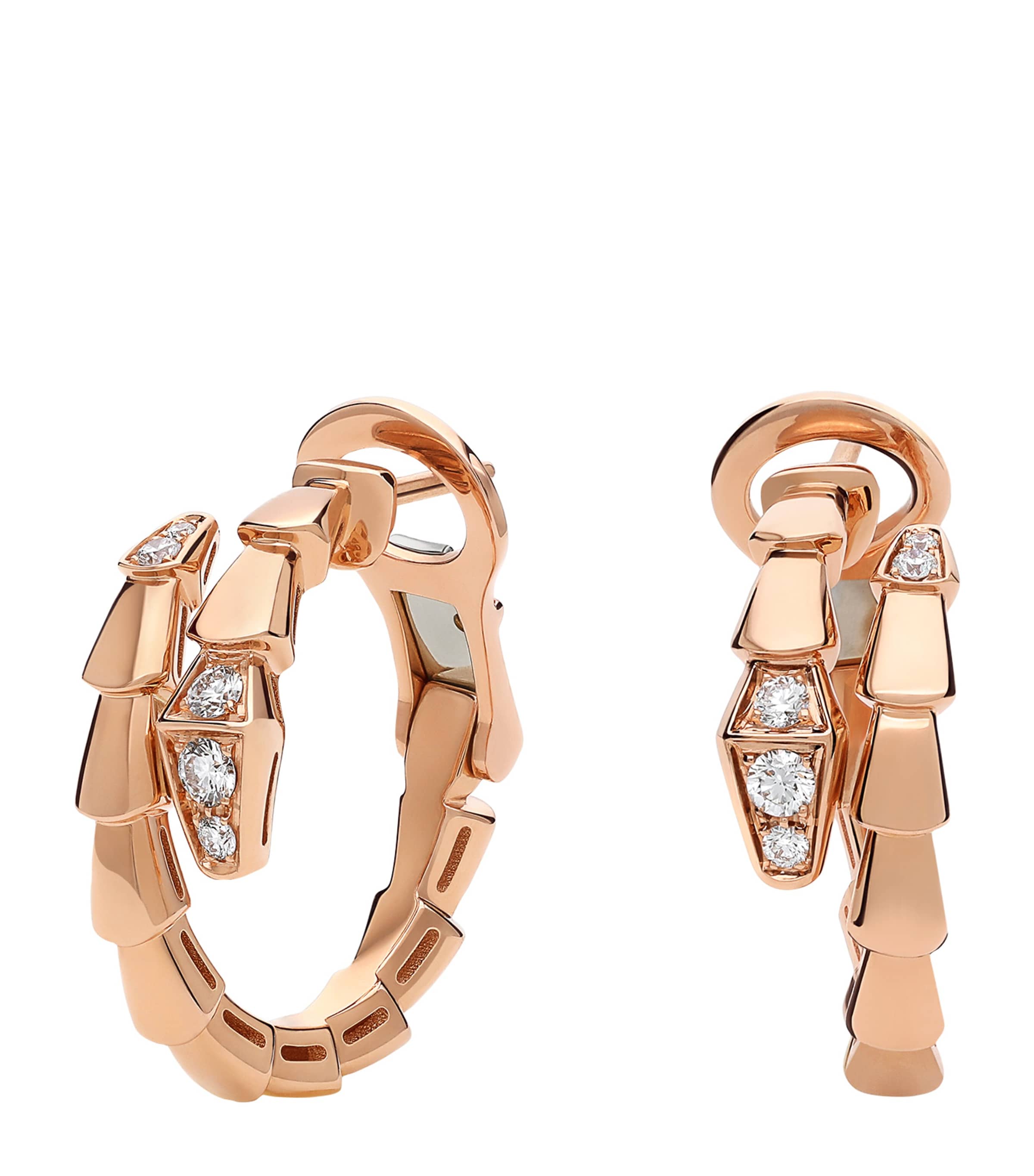 Rose Gold and Diamond Serpenti Viper Hoop earrings