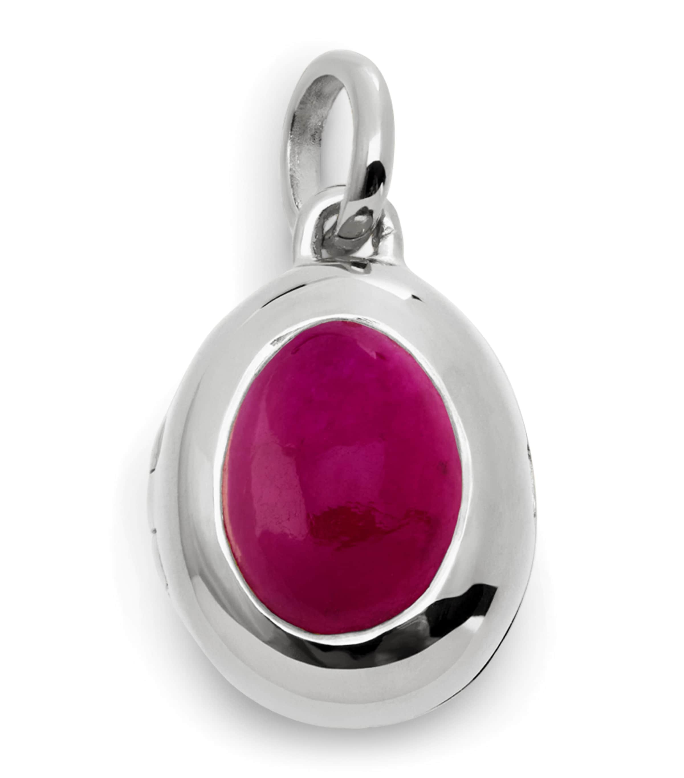 Monica Vinader Sterling Silver and Pink Quartz July Birthstone Locket Pink