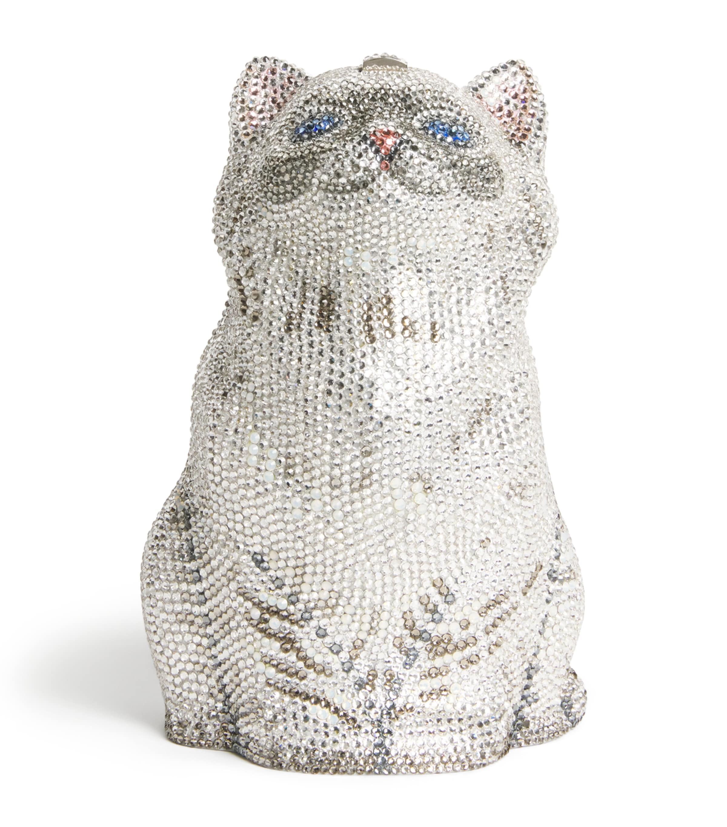 Crystal-Embellished Kitten Clutch Bag