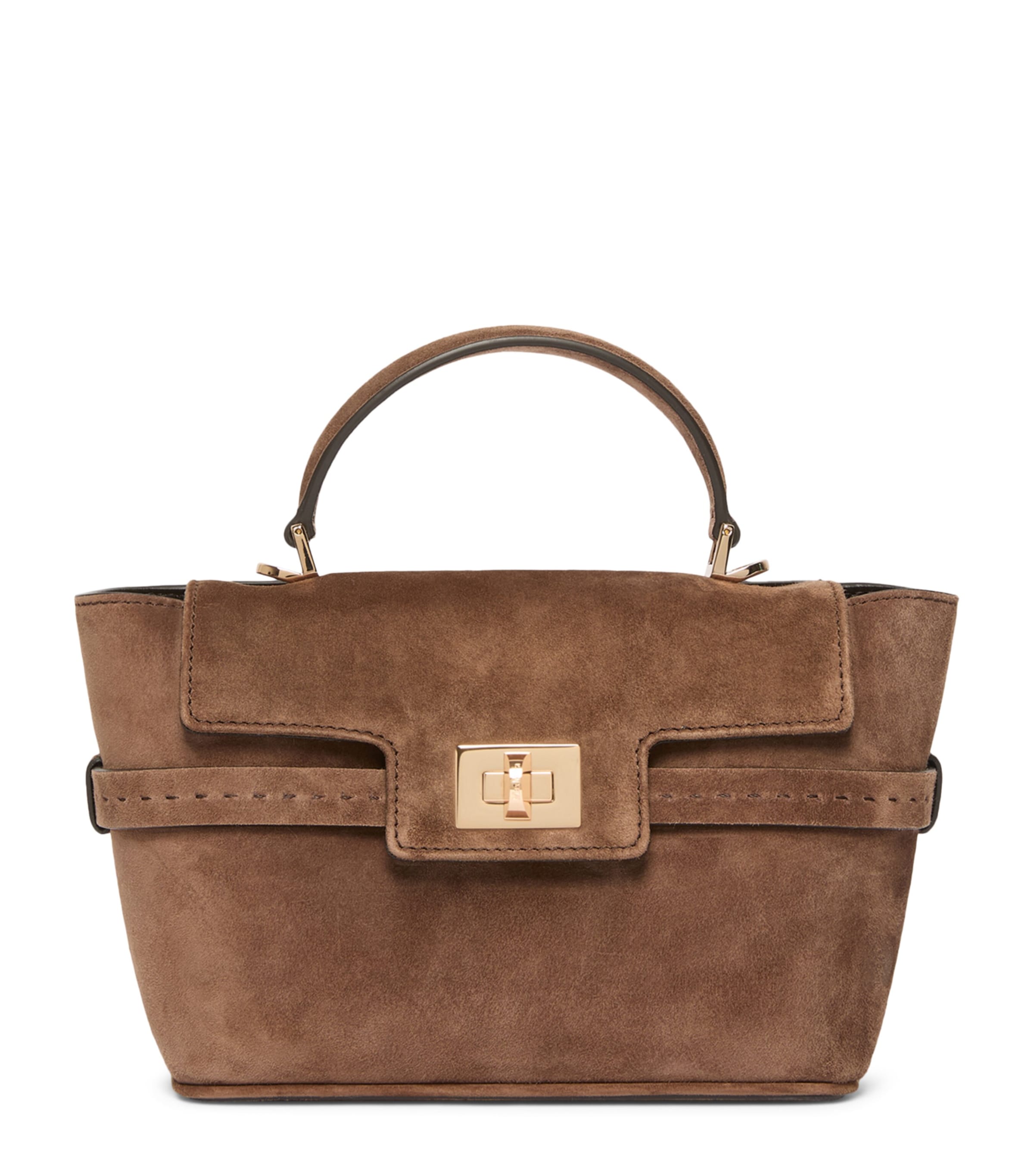 Max Mara Mini Suede Margaux Top-Handle Bag Brown