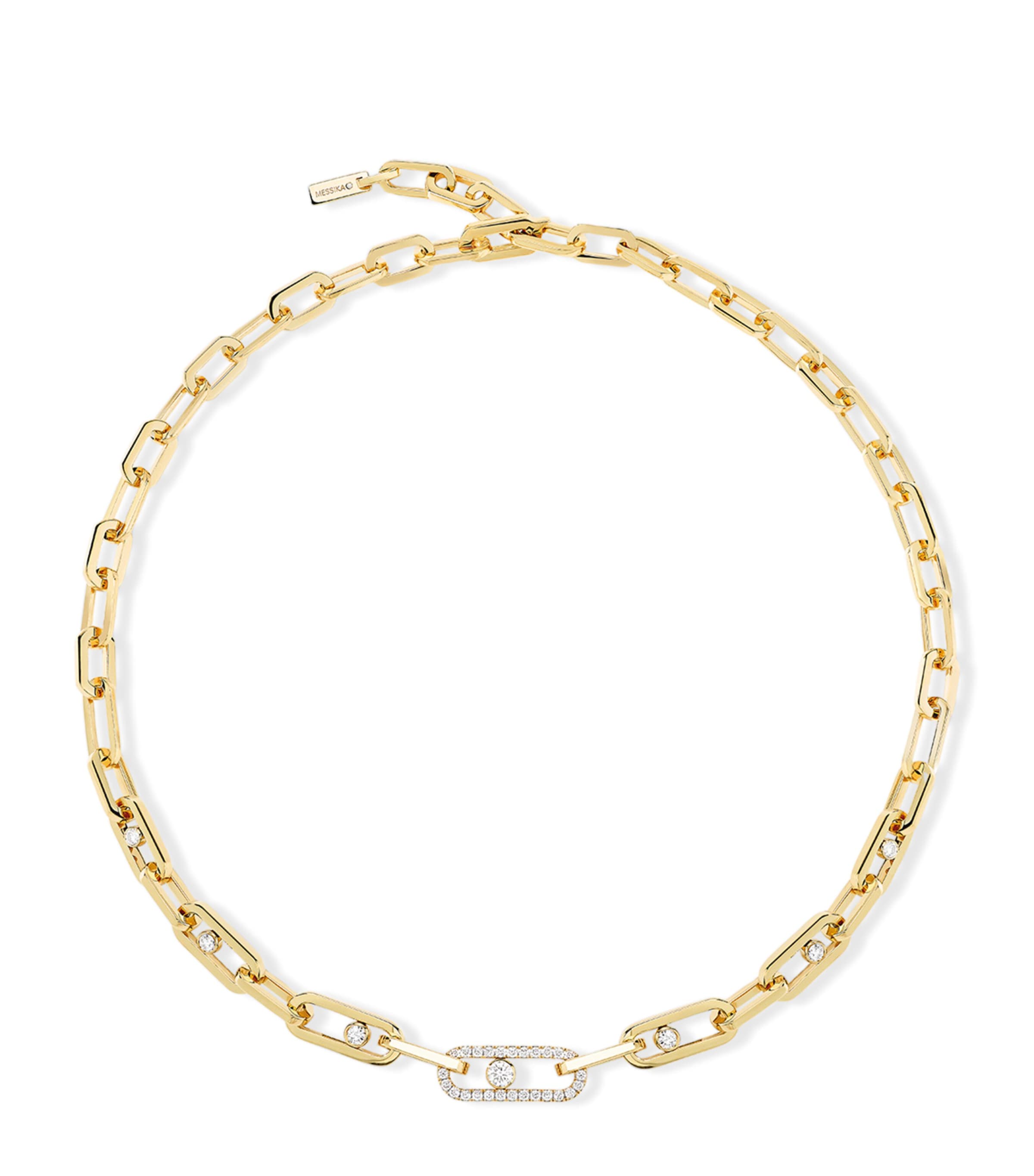 Messika Move Link Pink Gold and Diamond Necklace (1.10ct) Yellow Gold