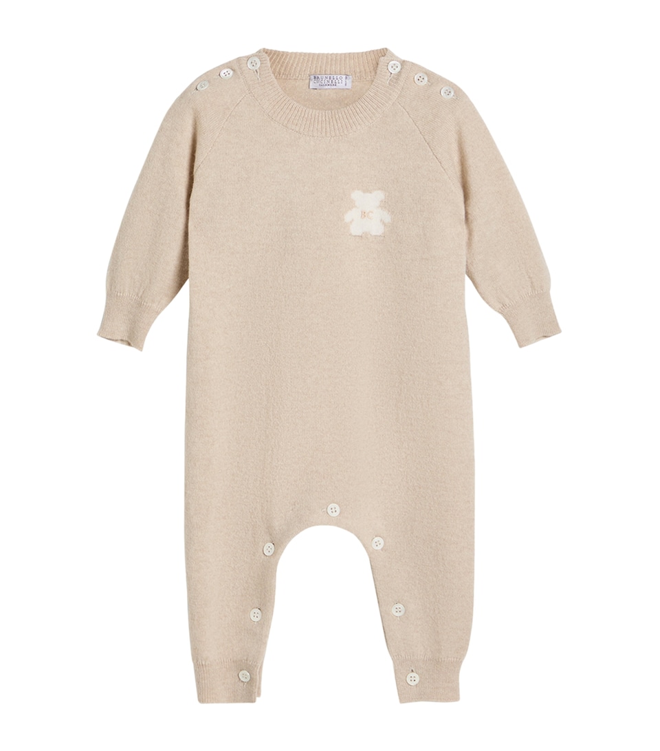 Brunello Cucinelli Kids Cashmere Baby Bernie Playsuit (6-12 months) Beige