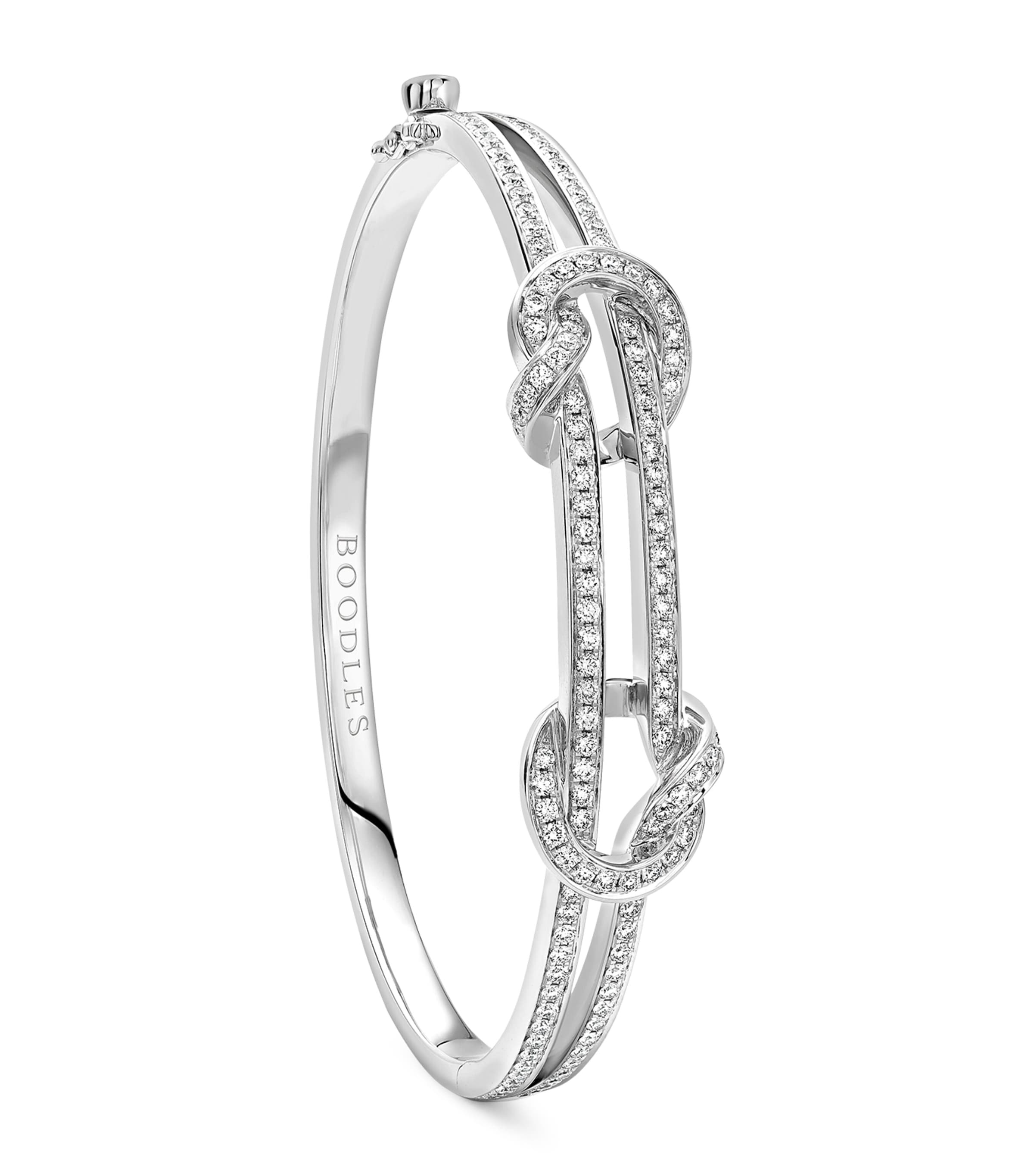 Boodles White Gold and Diamond The Knot Bangle Silver