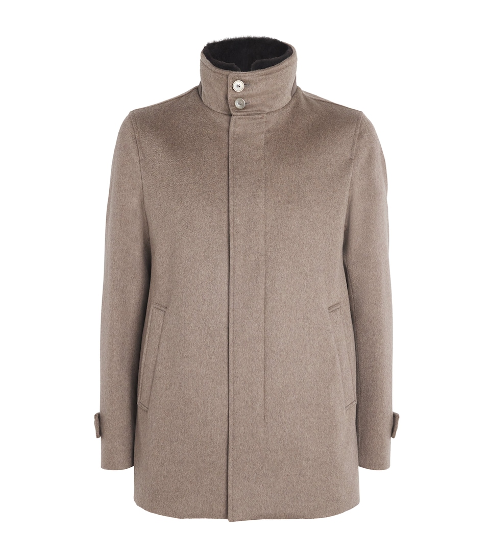 Cashmere Shearling-Trim Car Coat