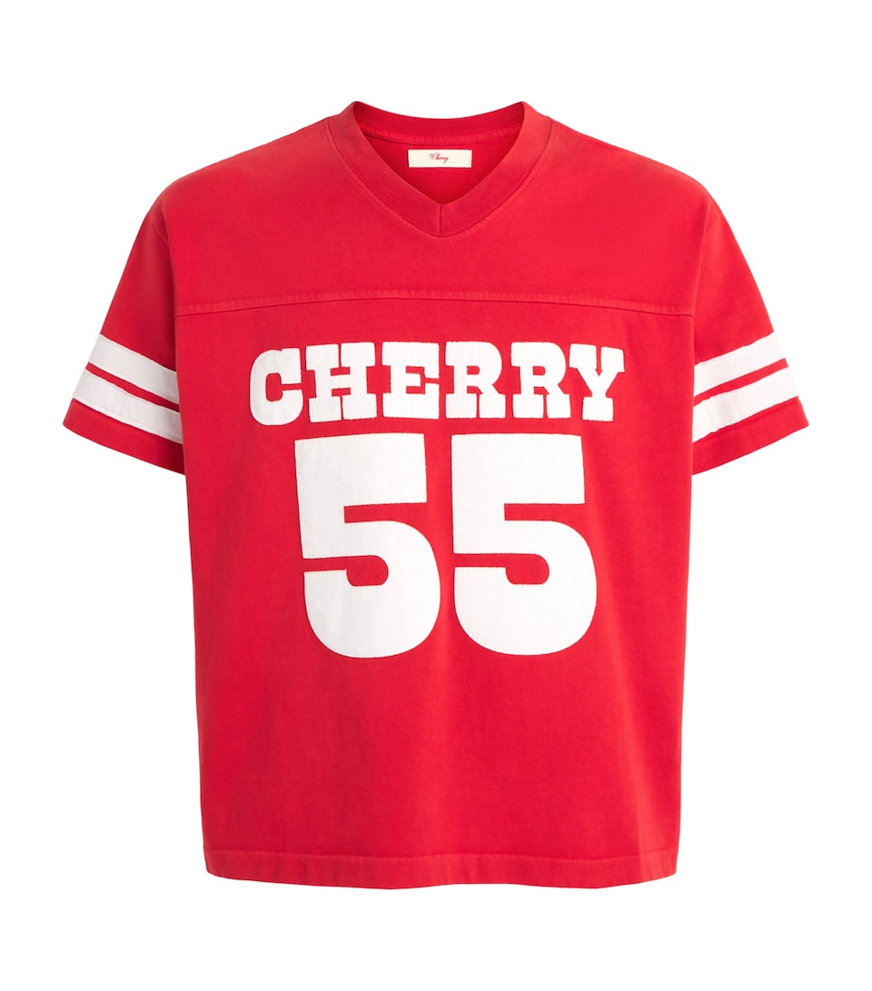 Cherry Los Angeles Mens Appliqué Football Jersey T-Shirt Tomato