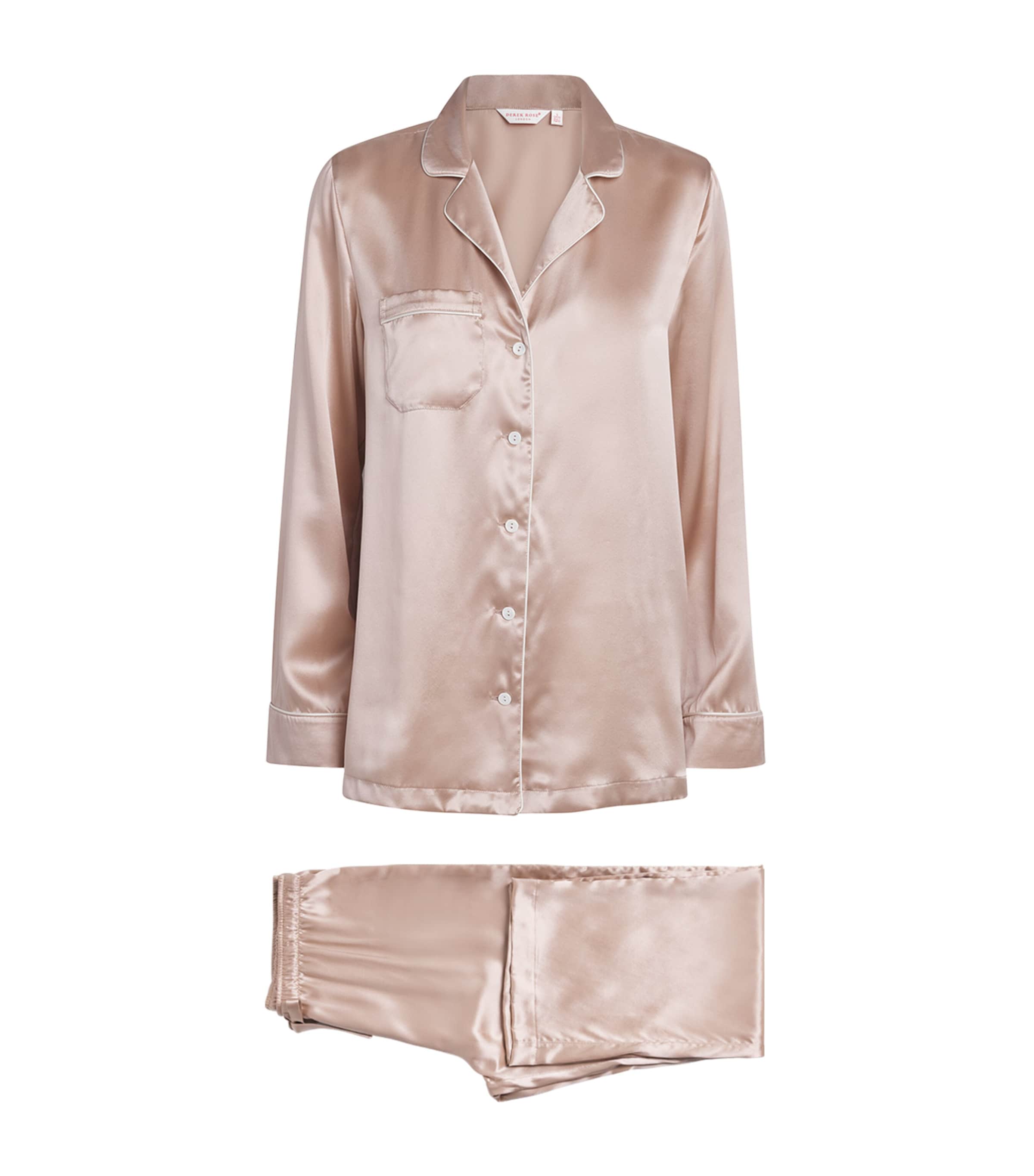 Derek Rose Womens Silk Bailey Pyjama Set Pink