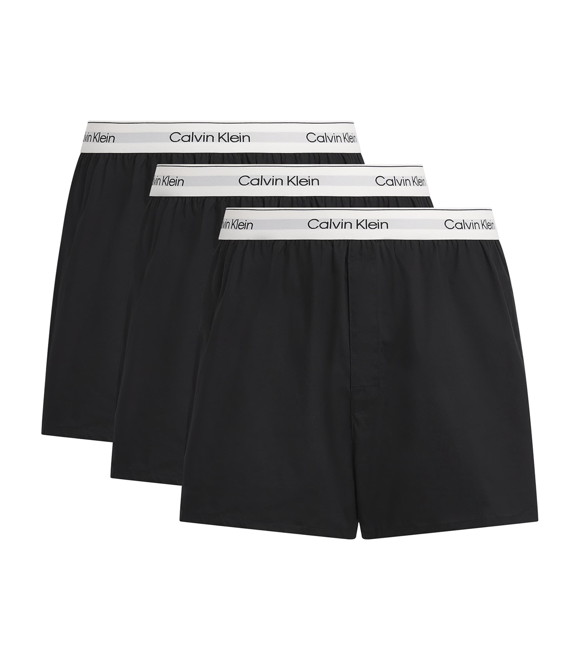 Calvin Klein Mens Stretch-Cotton Slim Icon Boxers (Pack of 3) Black/black/bla