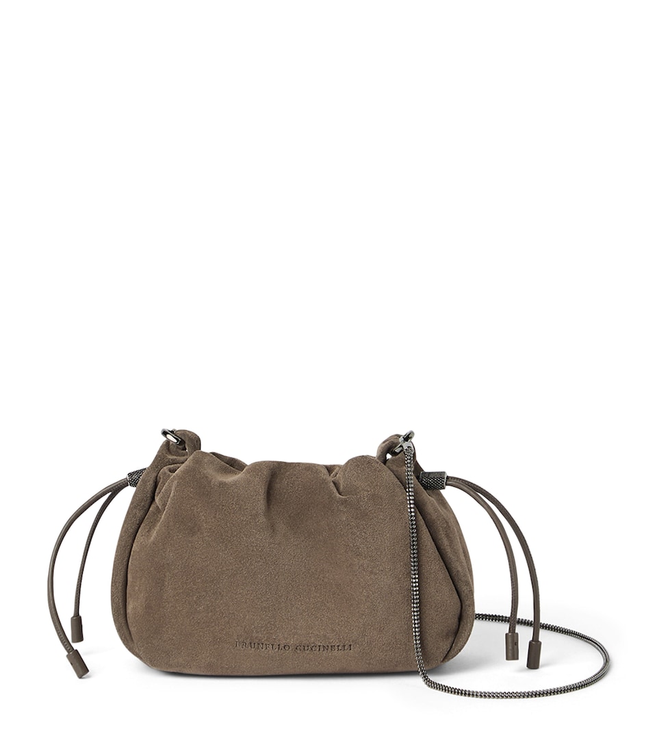 Brunello Cucinelli Mini Suede Mellow Bucket Bag Light Brown