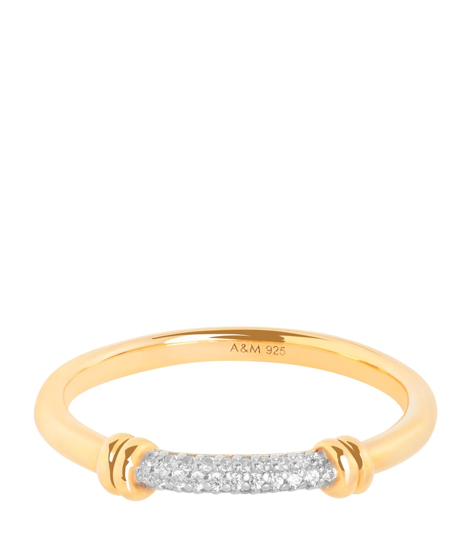 Astrid & Miyu Gold-Plated Pavé Knot Ring Gold