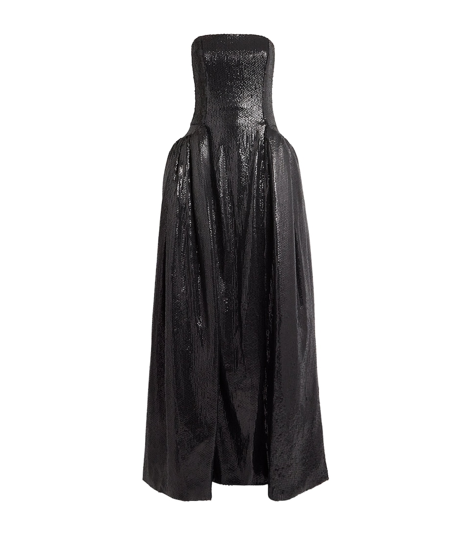 16Arlington Womens Strapless Sequin Mavi Gown Black