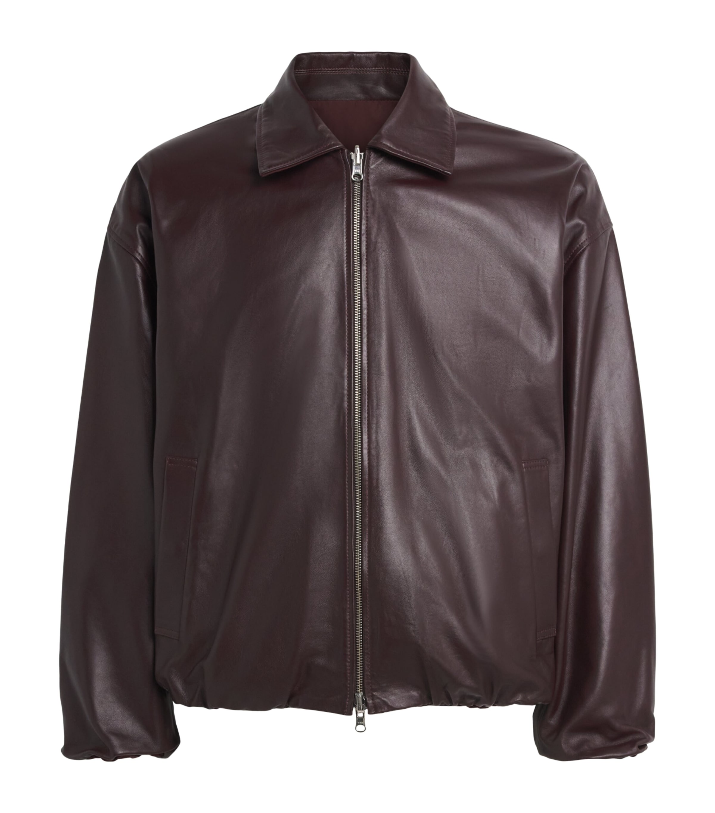Arma Mens Reversible Backett Leather Bomber Jacket Shiraz