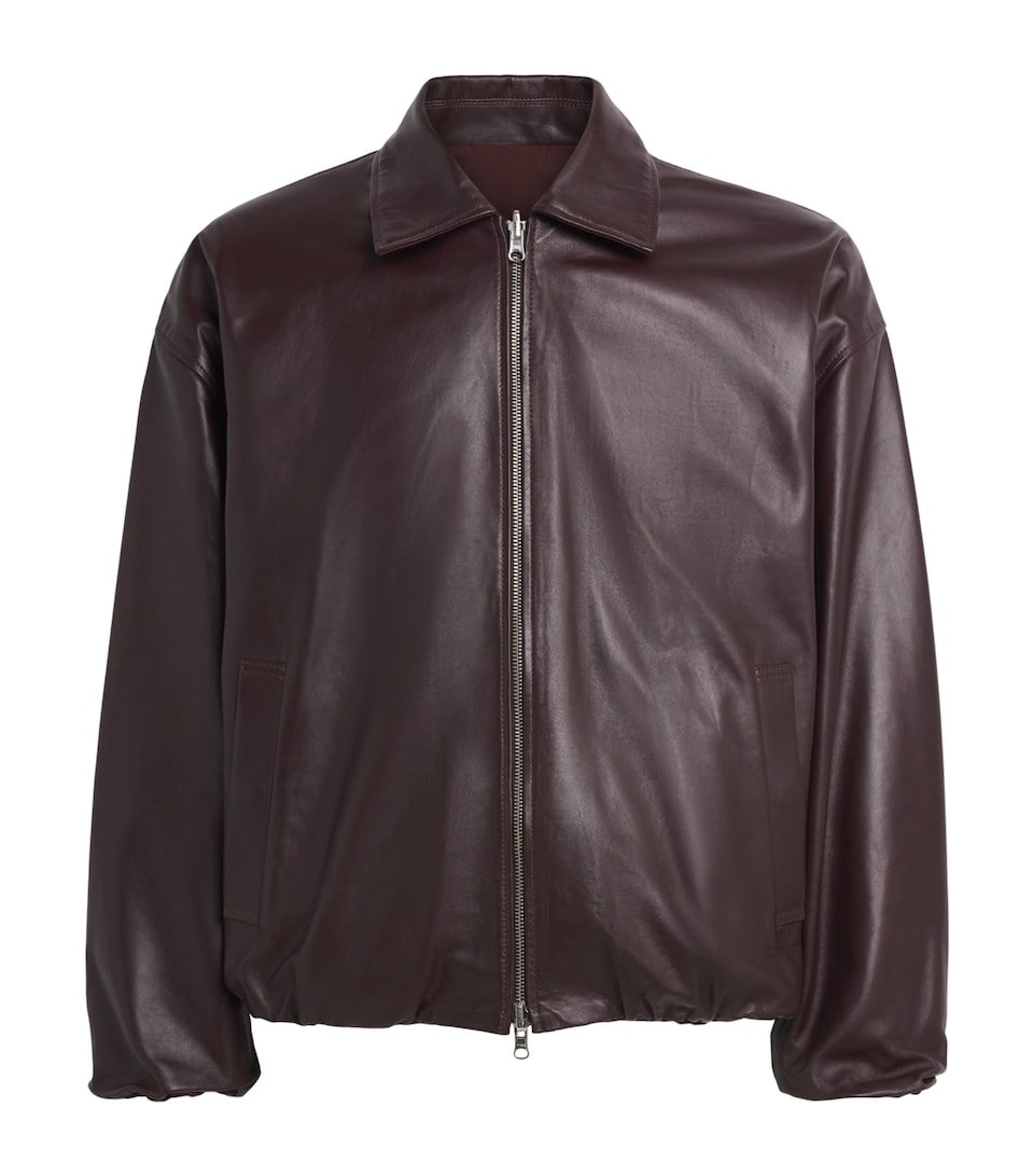 Arma Mens Reversible Backett Leather Bomber Jacket Shiraz
