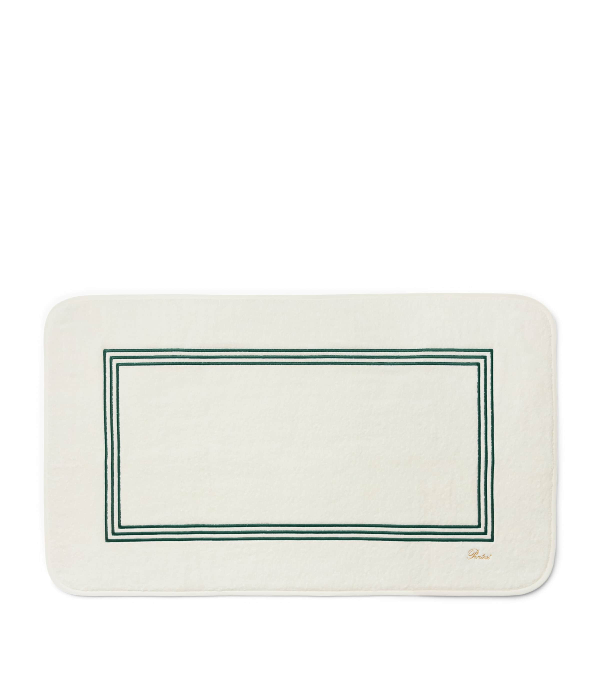 Pratesi Tre Righe Bath Mat (20cm x 35cm) Ivory/emerald