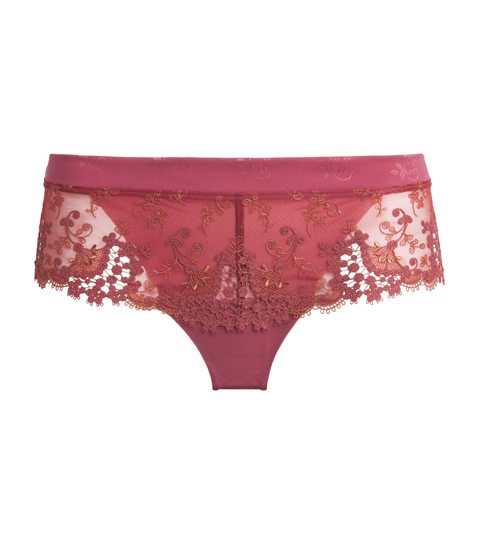 Simone Perele Womens Embroidered Wish Shorty Briefs Santal Pink