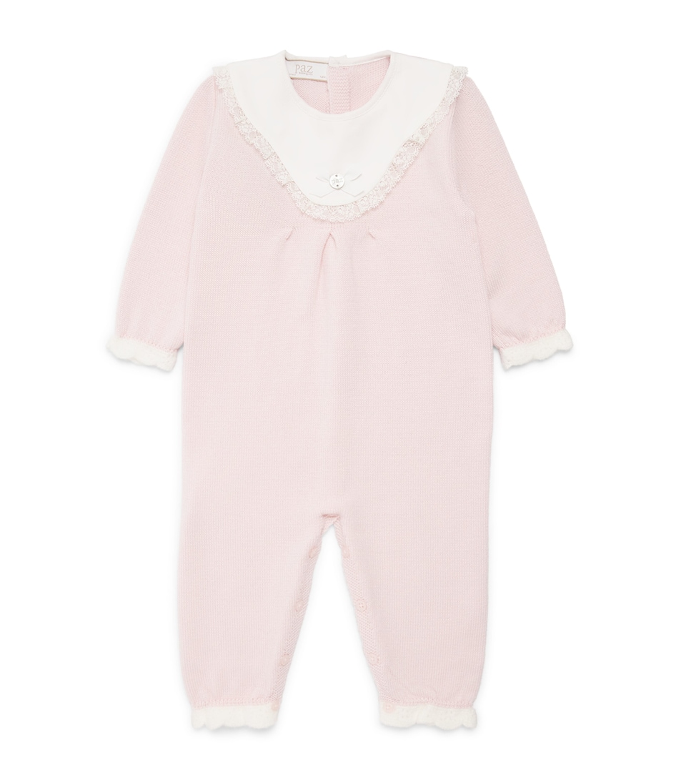 Paz Rodriguez Lace-Trim Knitted Playsuit (1-12 Months) Light Pink/cream