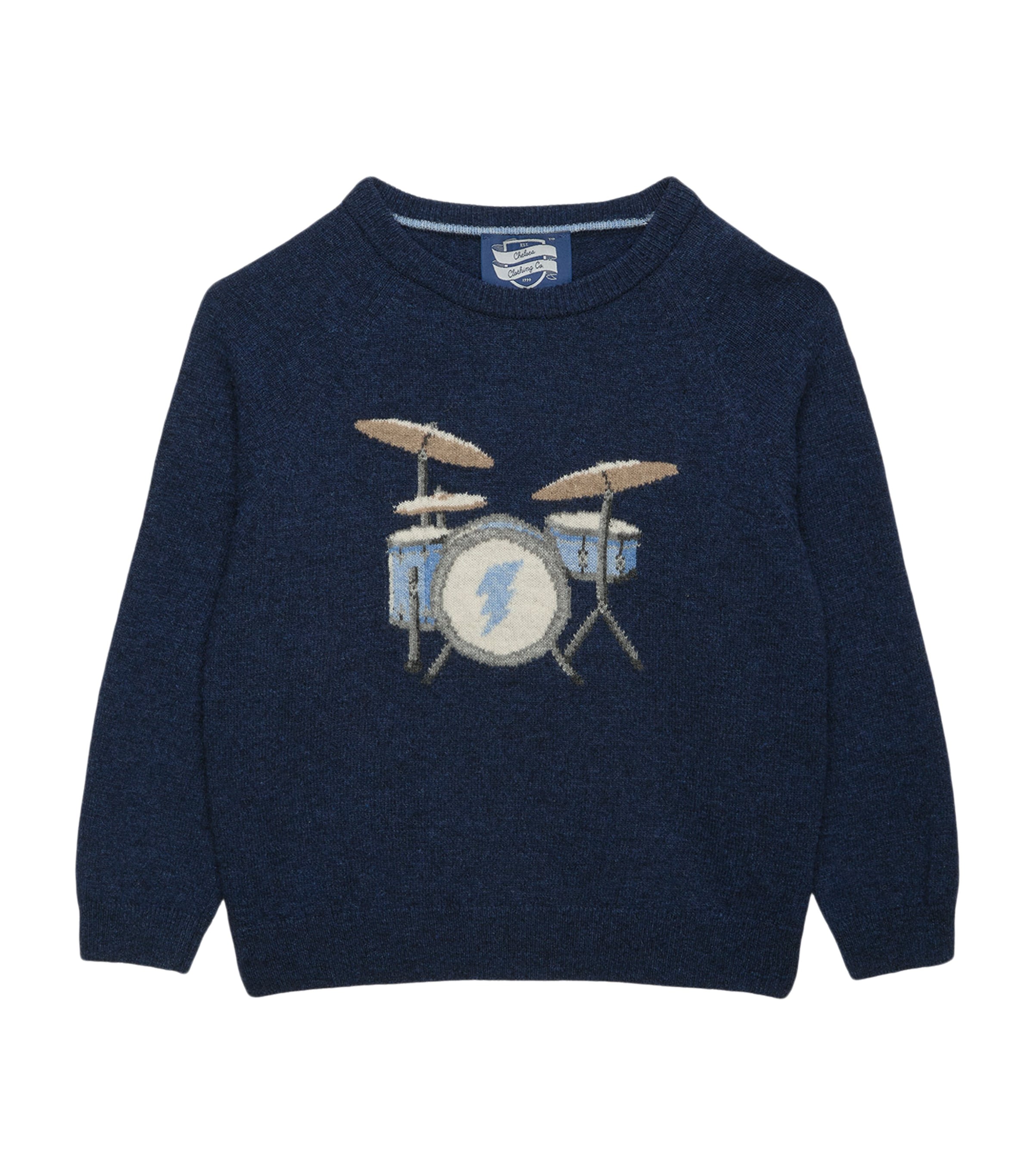 Trotters Wool-Blend Drum Sweater (6-11 Years) Navy