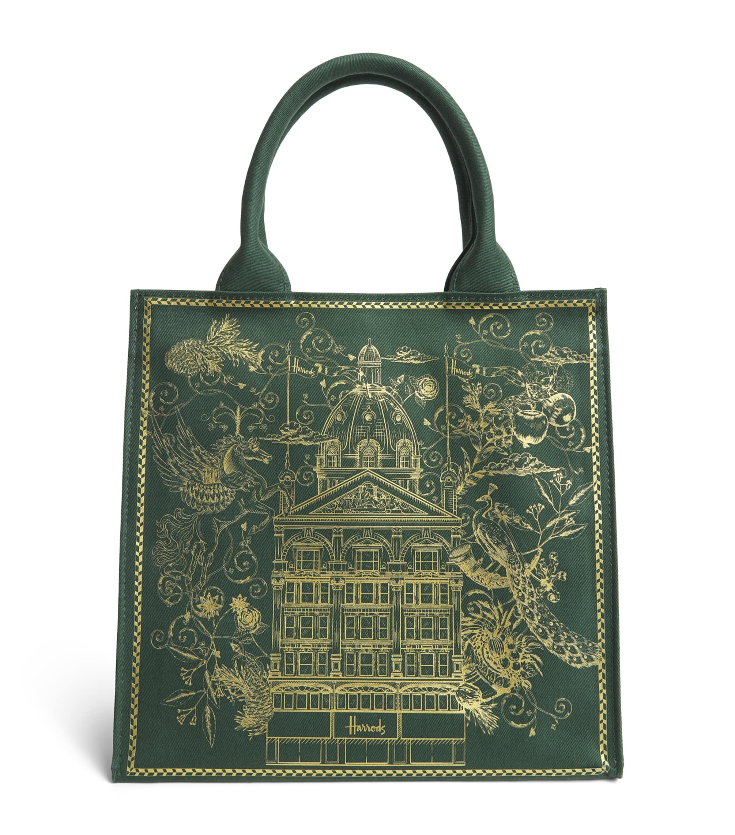 Harrods Small Gold Building Shopper Bag Harrods Green