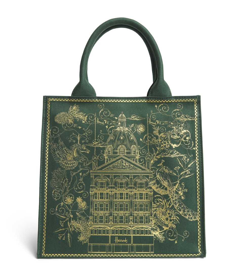 Harrods Small Gold Building Shopper Bag Harrods Green