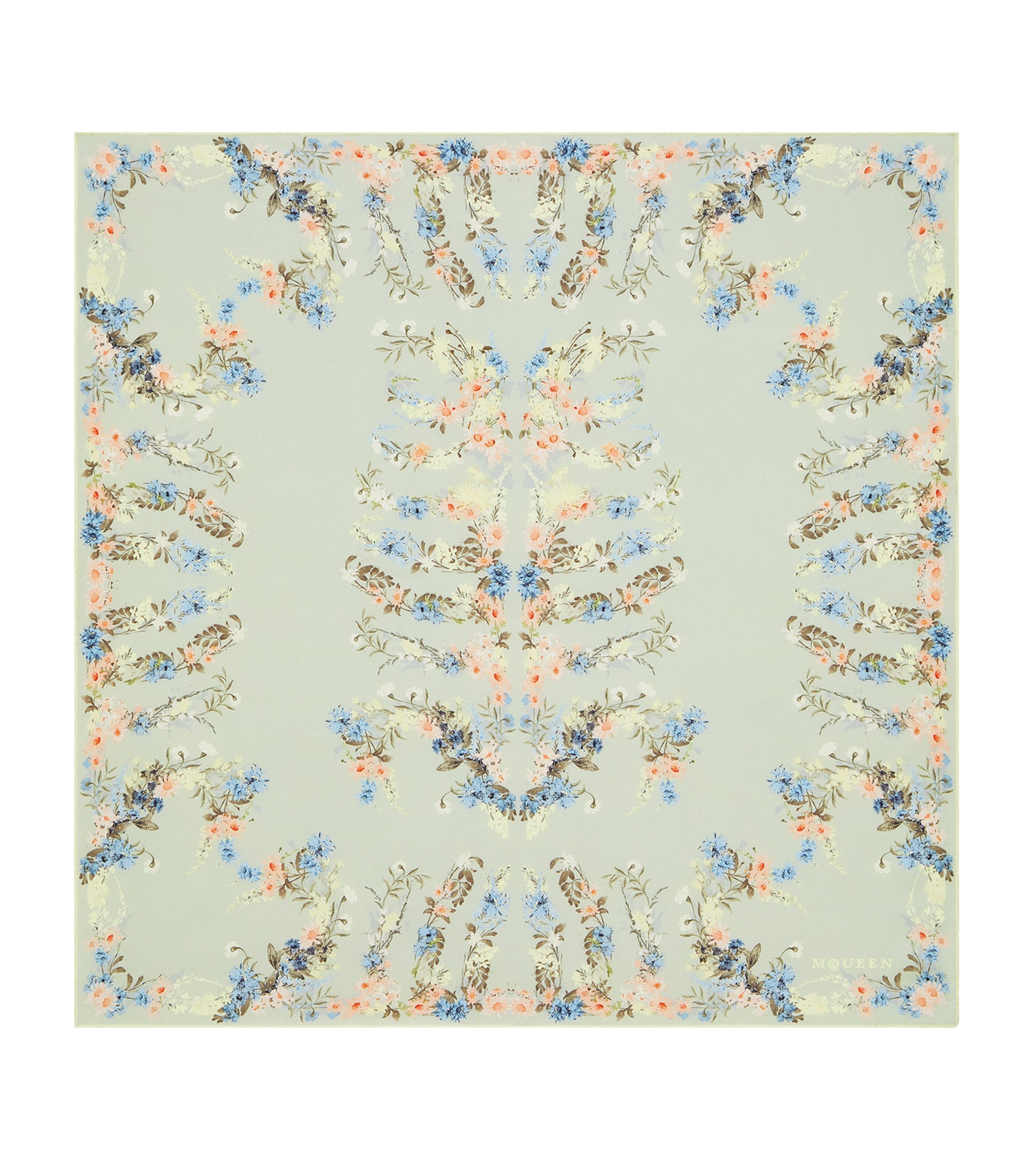 McQueen Silk Wallpaper Floral Ribcage Scarf
