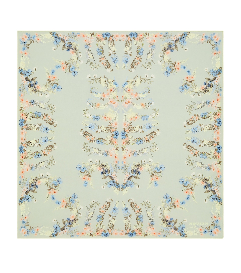 McQueen Silk Wallpaper Floral Ribcage Scarf