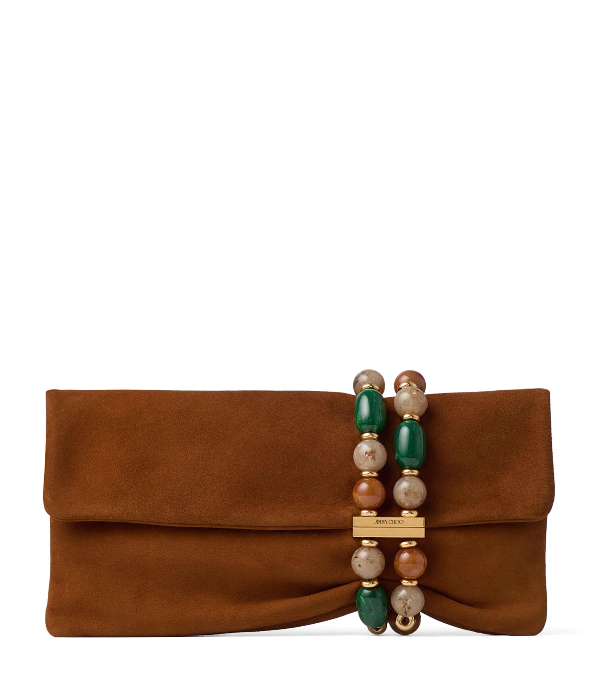 Jimmy Choo Zandra Lambskin Clutch Bag Tan/gold