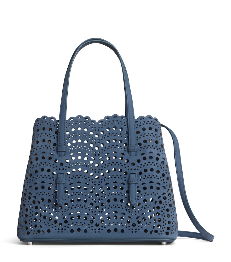 Alaïa Nubuck Leather Mina 25 Top-Handle Bag Blue
