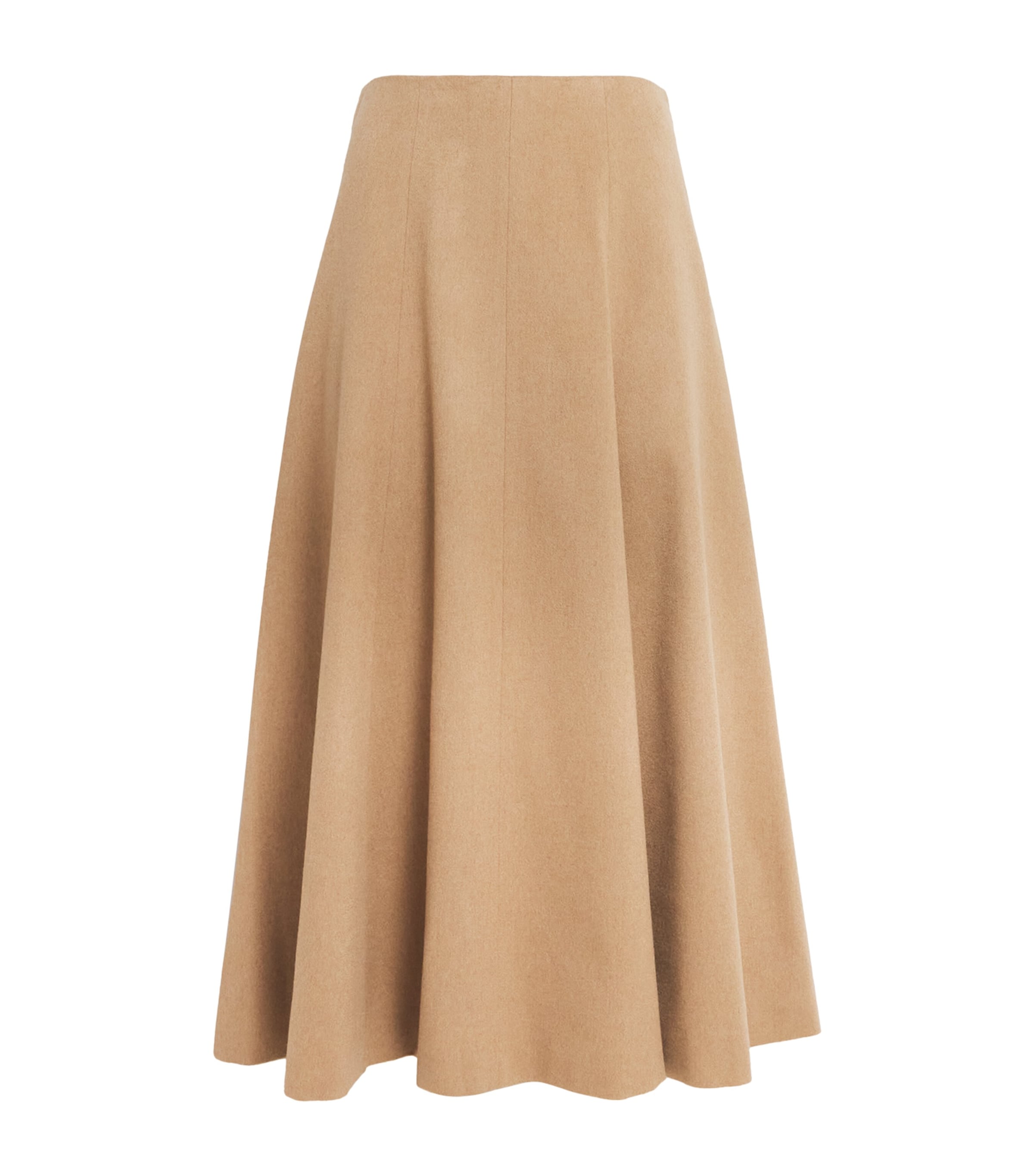 Camel Wool Midi Skirt