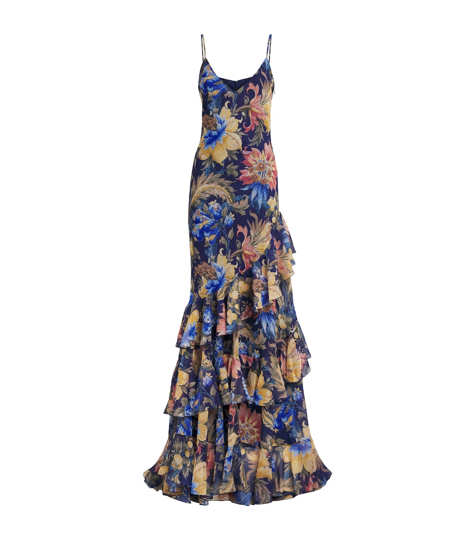 Etro Womens Seersucker Floral Maxi Dress Print/blue Bs
