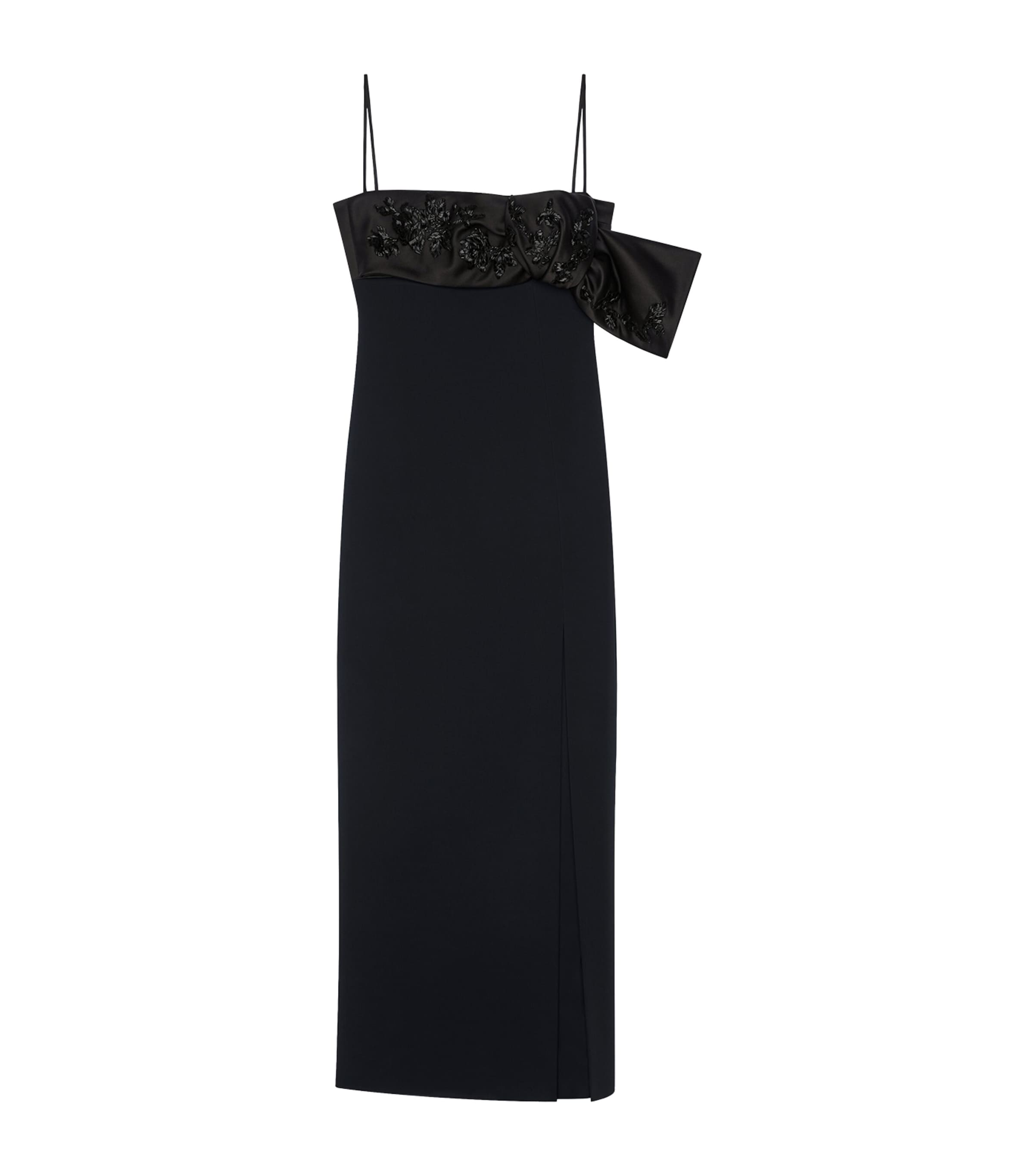 Givenchy Womens Embroidered-Bow Sliced Maxi Dress