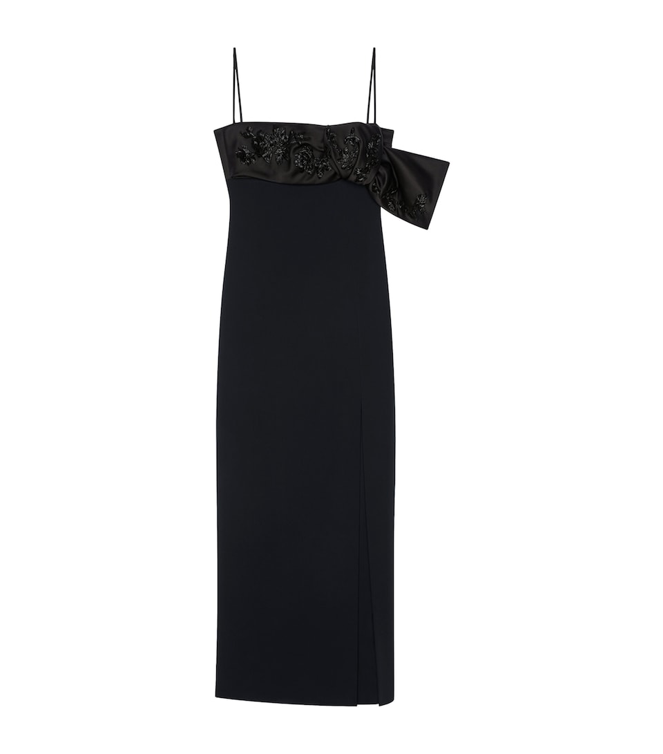 Givenchy Womens Embroidered-Bow Sliced Maxi Dress