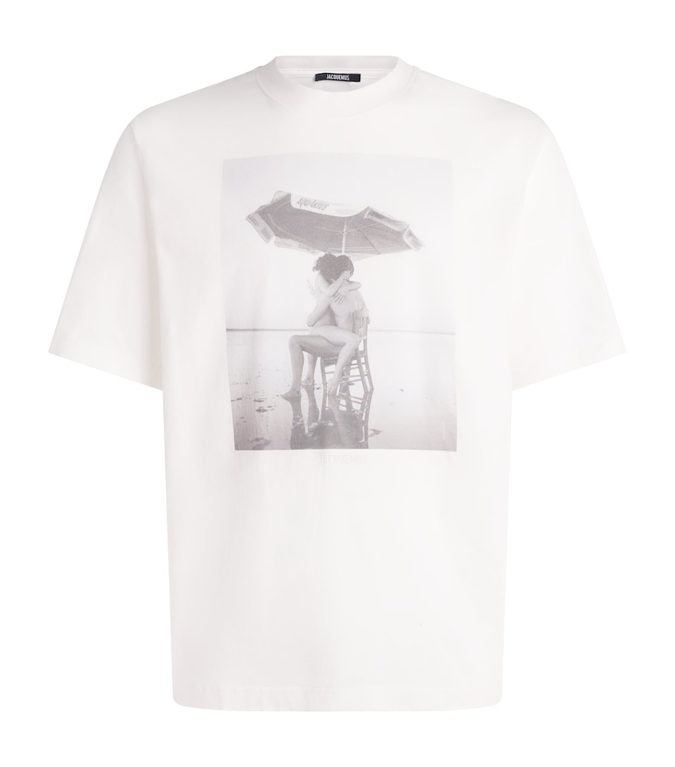Jacquemus Mens Cotton Campagne T-Shirt Opt Wht/prnt Plg