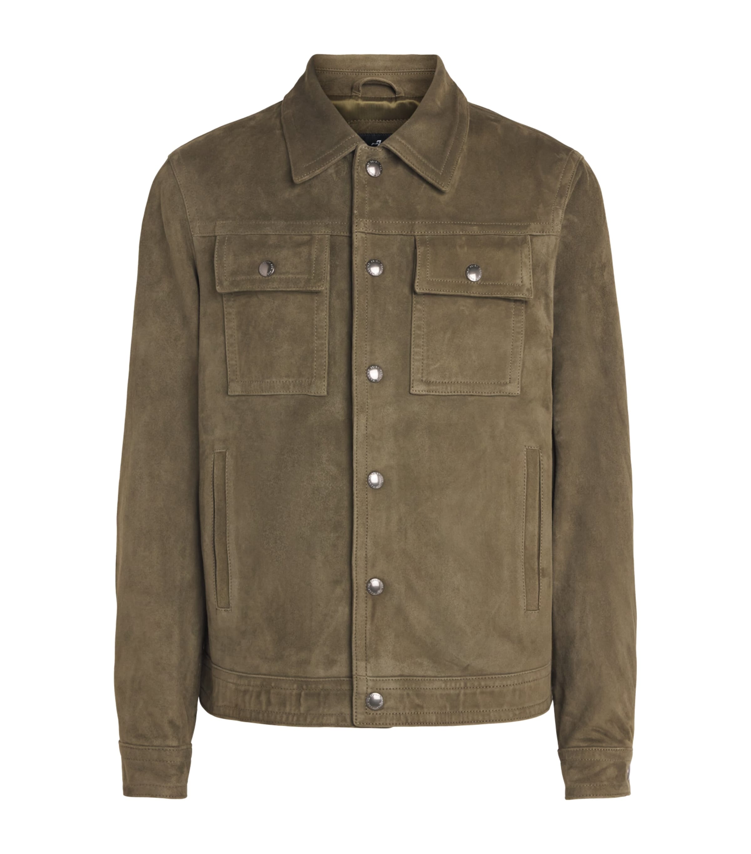 7 For All Mankind Mens Suede Trucker Jacket Suede Military