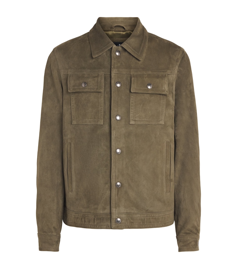 7 For All Mankind Mens Suede Trucker Jacket Suede Military