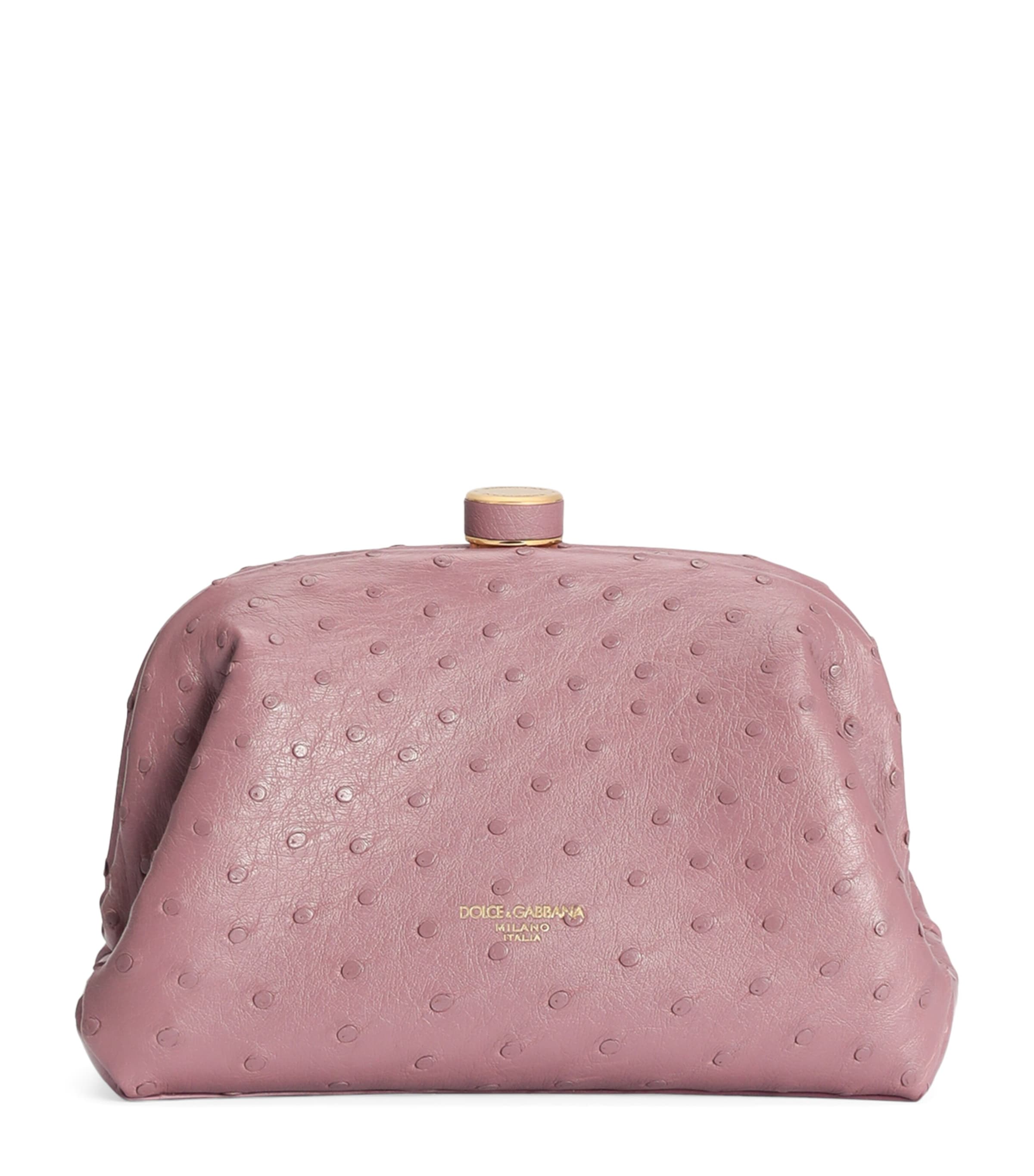 Dolce&Gabbana Mini Ostrich Leather Grandma Top-Handle Bag Rosa Antico