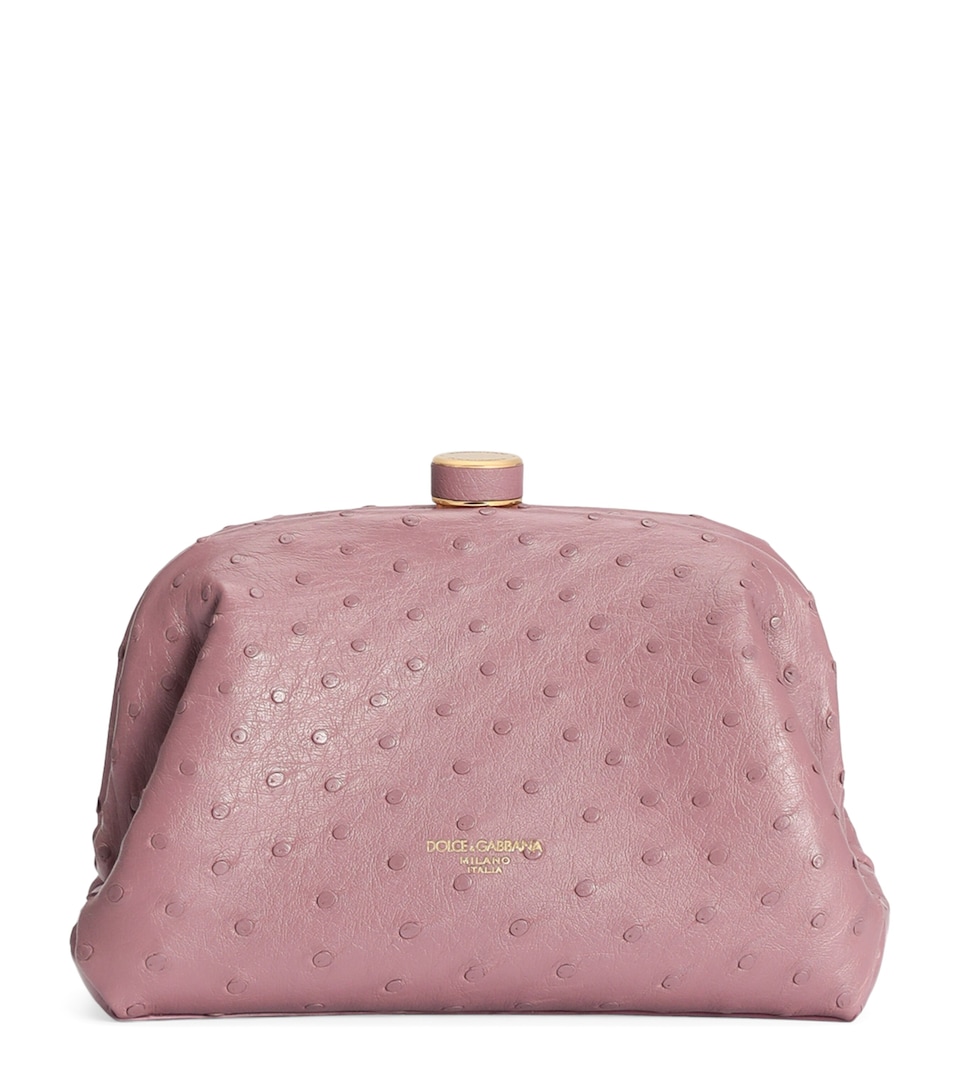 Dolce&Gabbana Mini Ostrich Leather Grandma Top-Handle Bag Rosa Antico