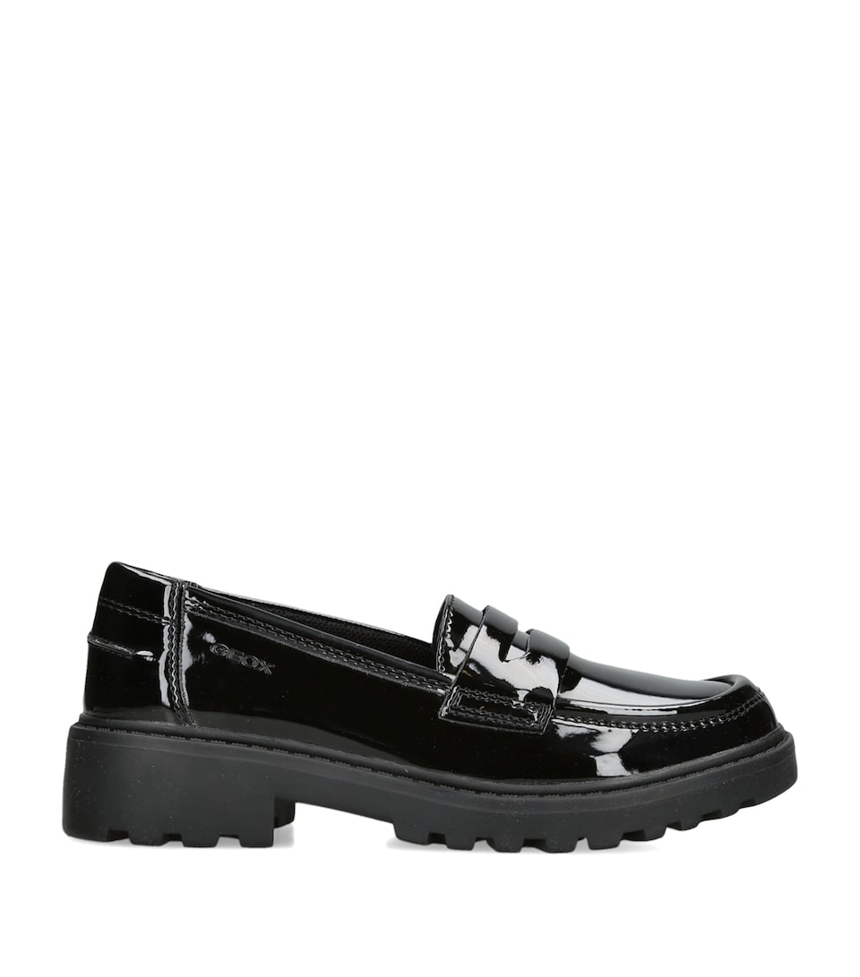 Geox Kids Patent Leather Casey Loafers Black