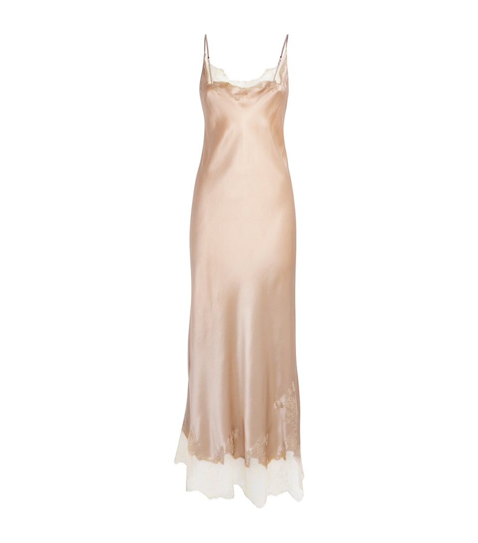 Carine Gilson Womens Silk-Lace Louise Slip Dress Moka / Moka
