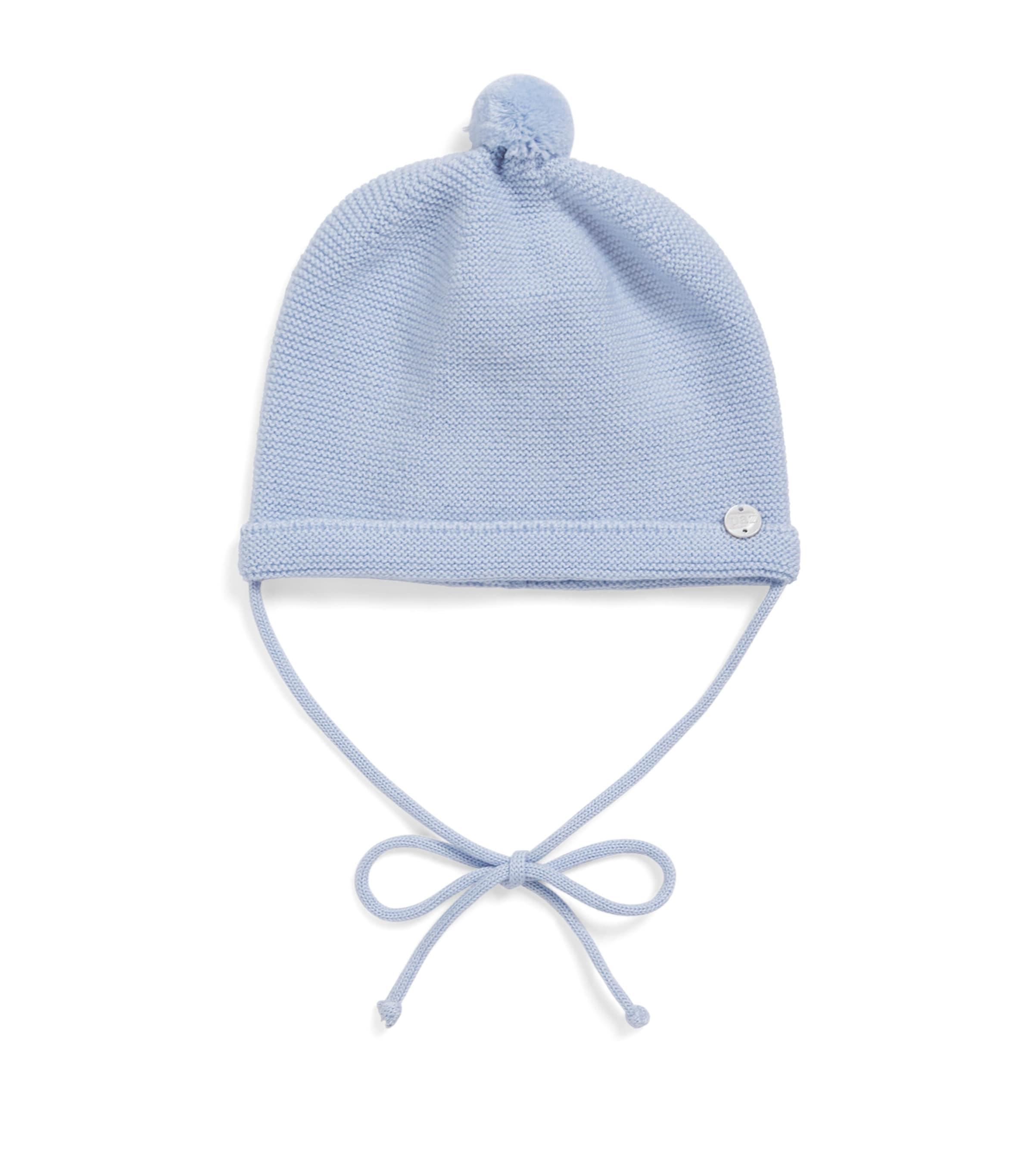 Paz Rodriguez Pom Pom Knit Beanie (0-24 Months) Light Blue