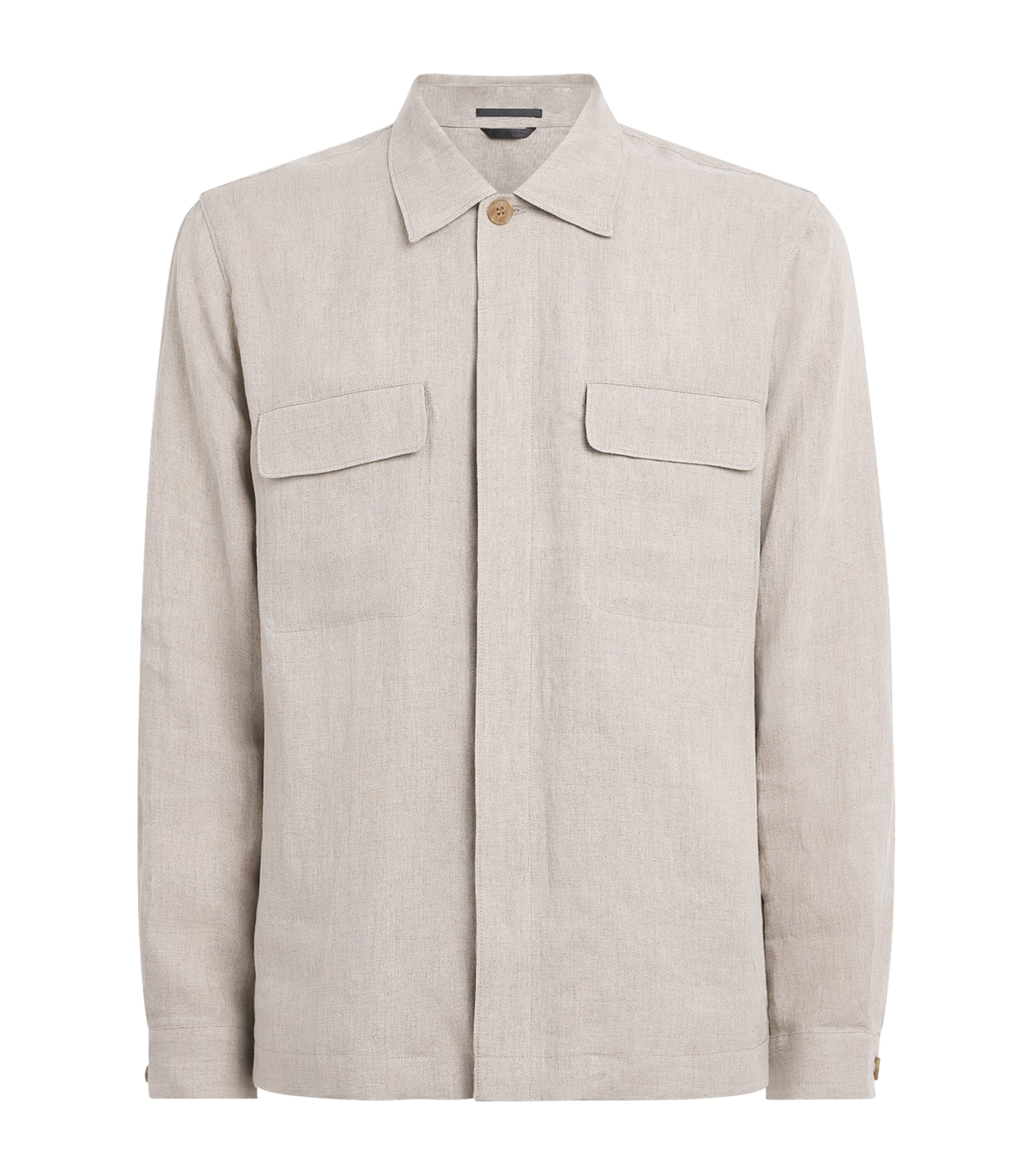 Sunspel Mens Linen Overshirt Brbd Sand