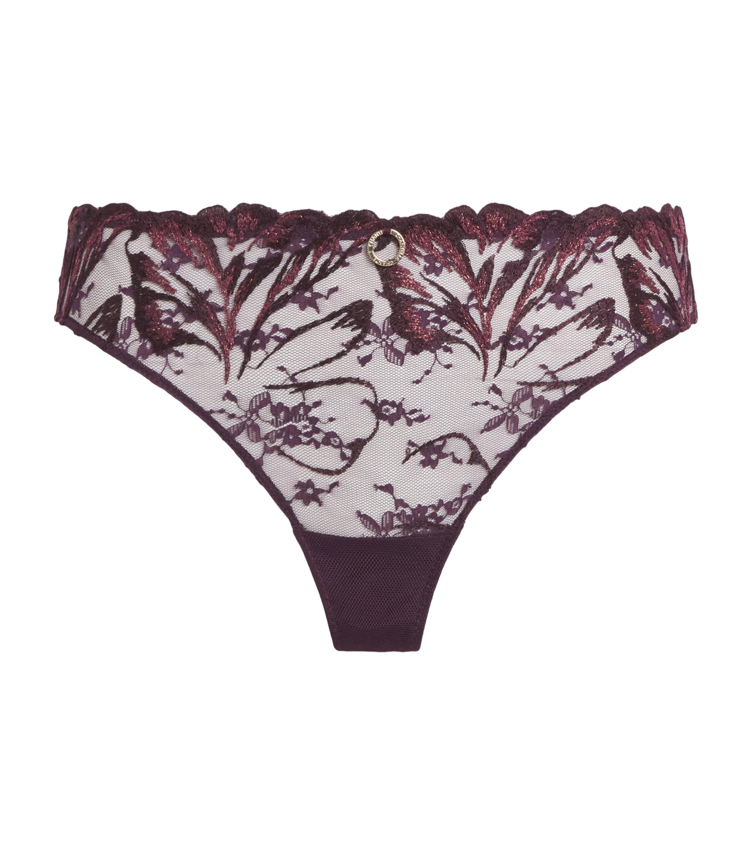 Chantelle Womens Illusion Tanga Aubergine Lurex