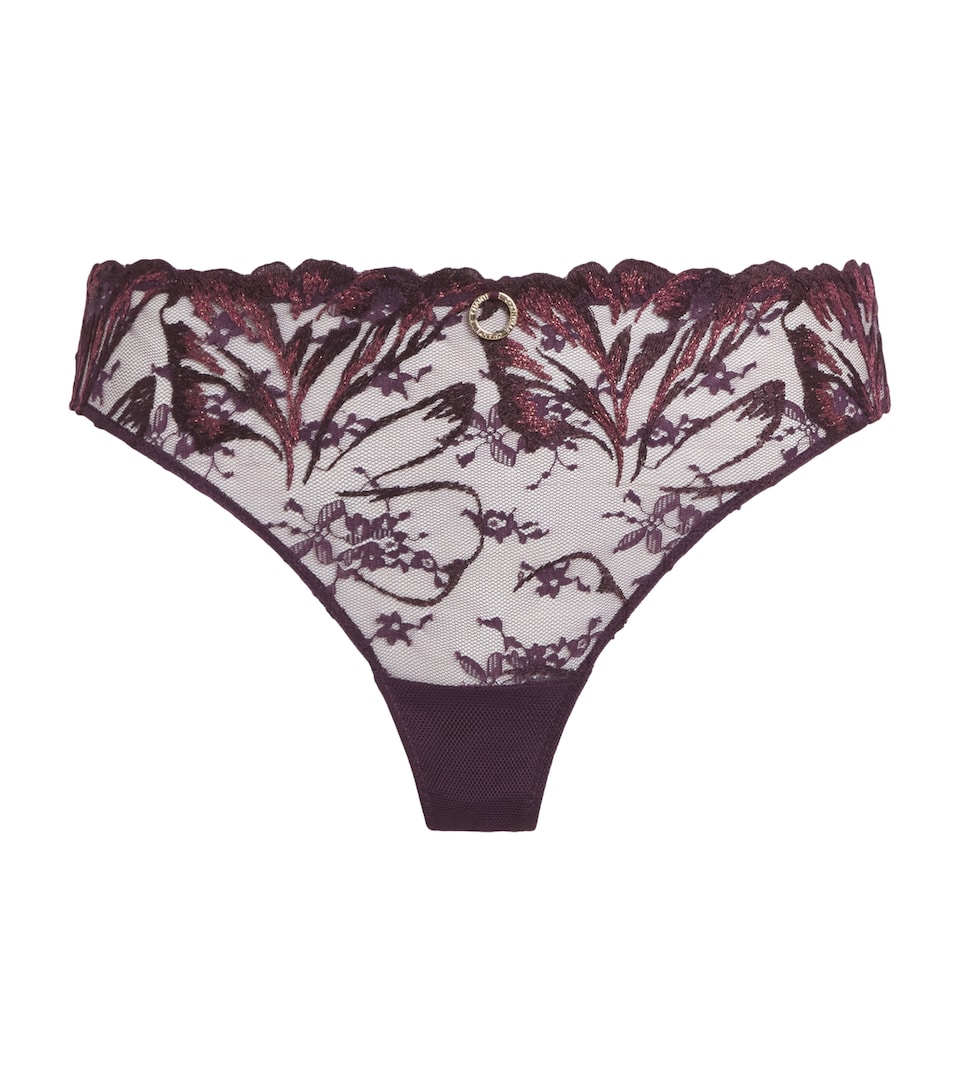 Chantelle Womens Illusion Tanga Aubergine Lurex