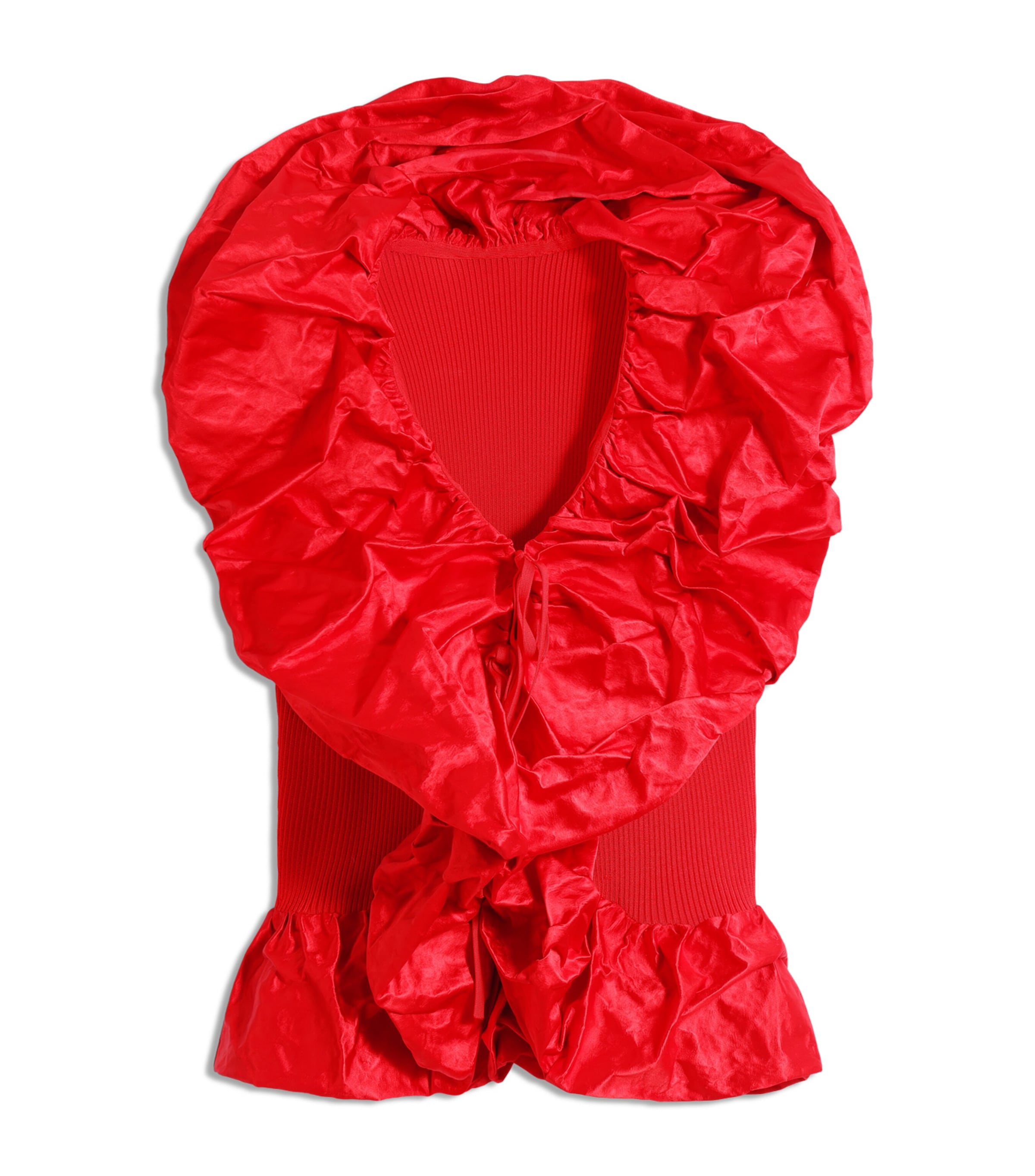 Schiaparelli Womens Knitted Sculptural Ruffle Blouse Red