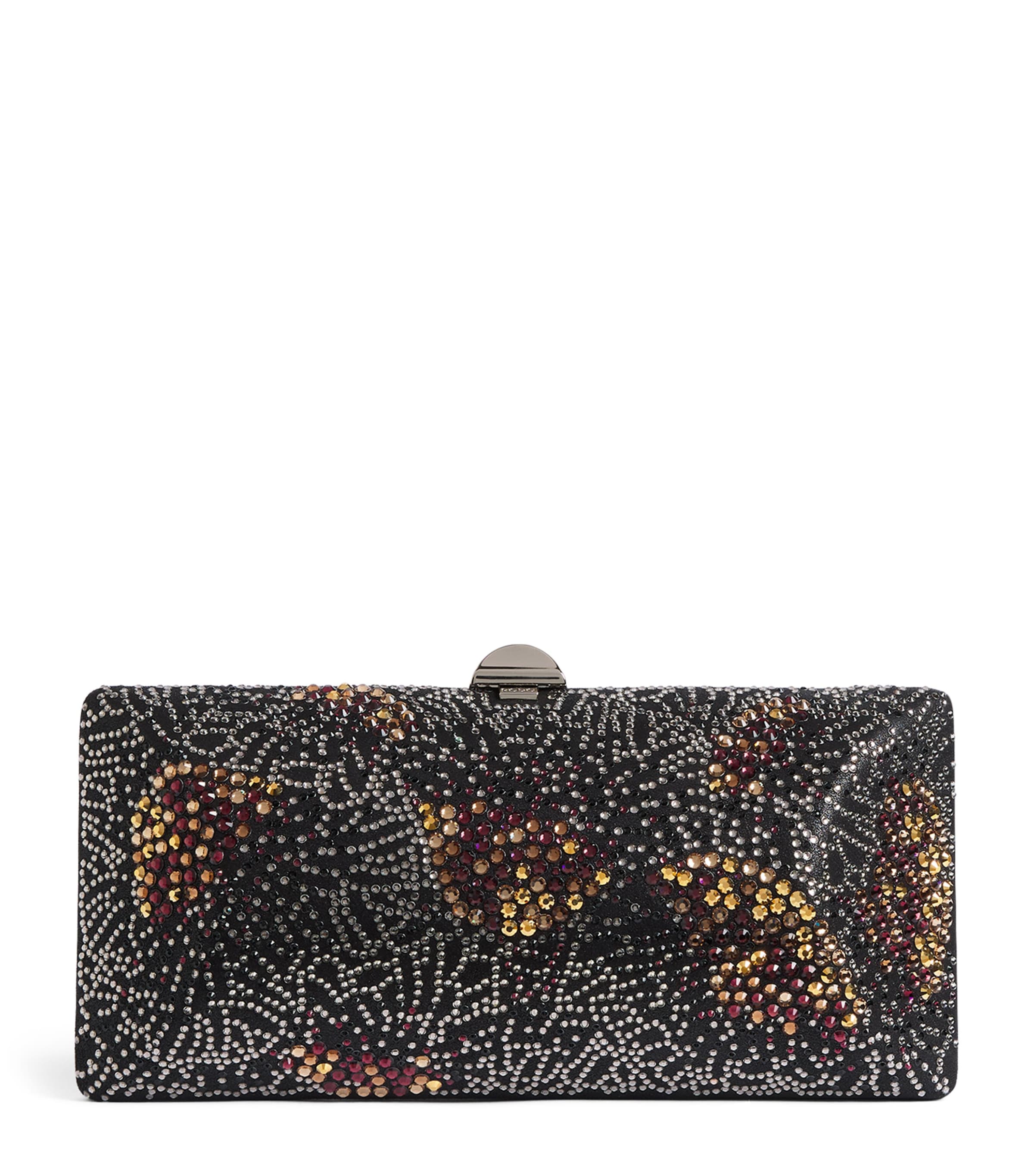 Rodo Suede-Effect Embellished Clutch Bag Black