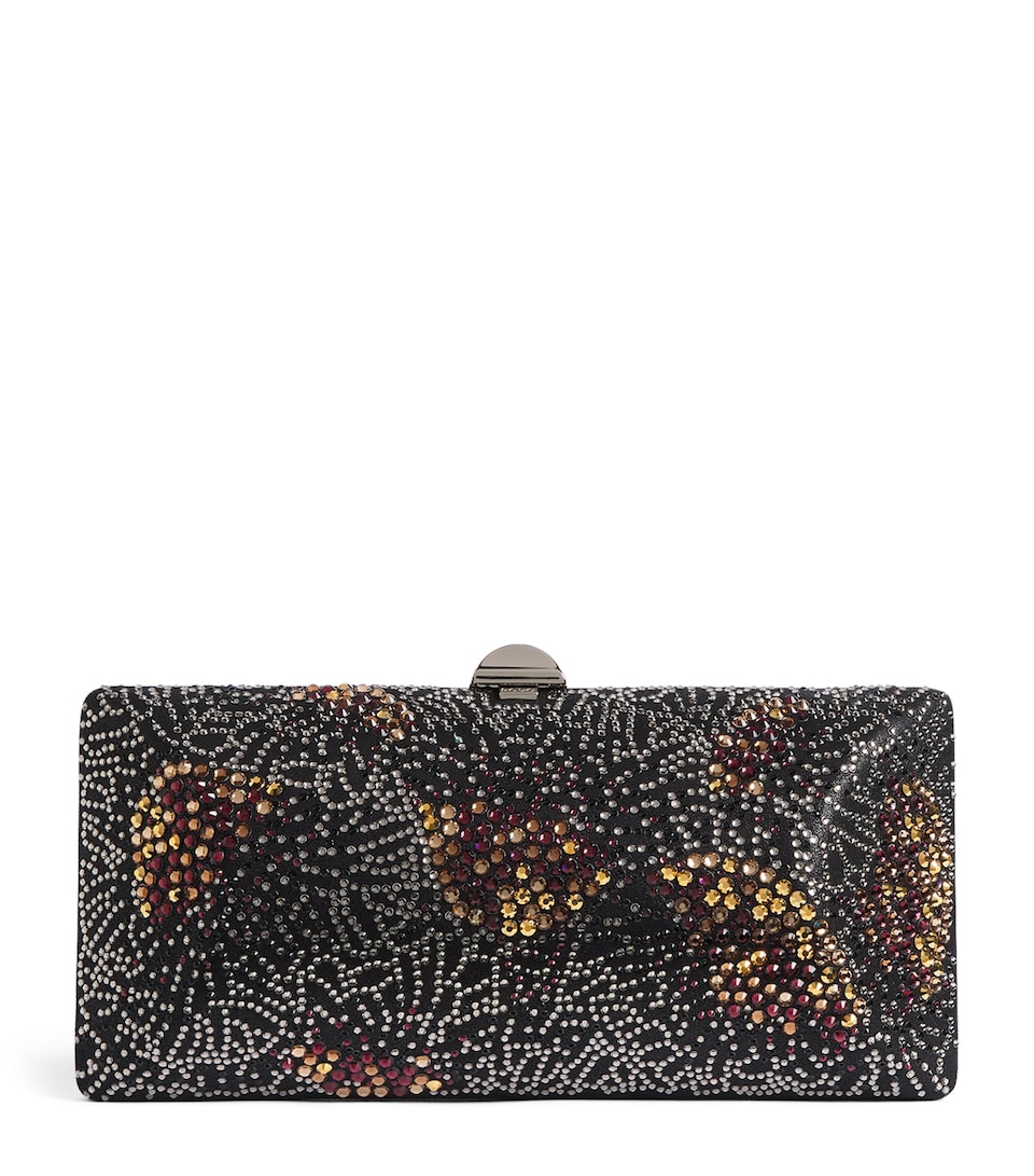 Rodo Suede-Effect Embellished Clutch Bag Black