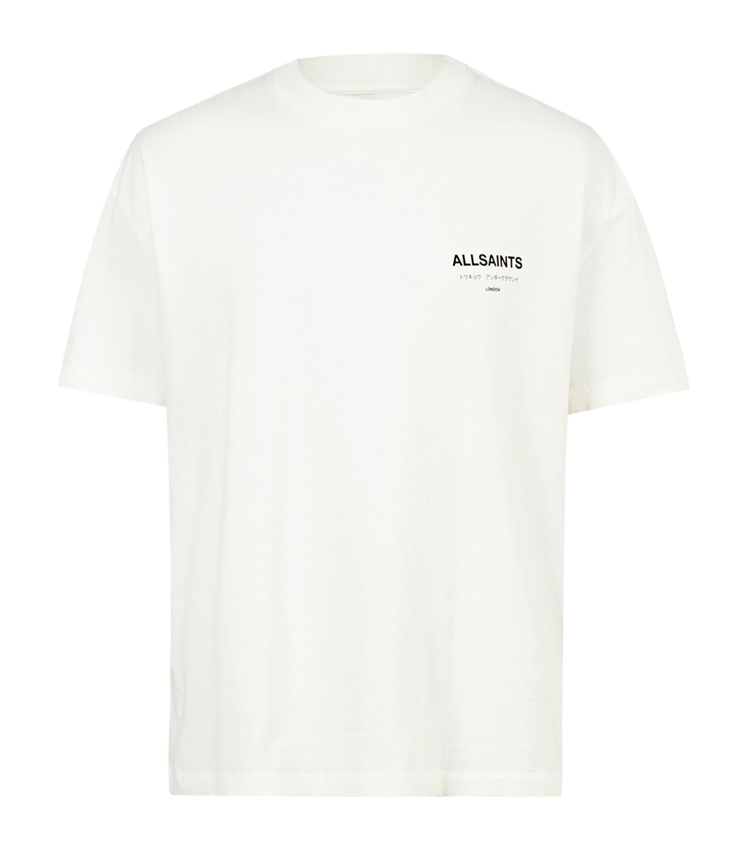 AllSaints Mens Organic Cotton Underground T-Shirt Ashen White