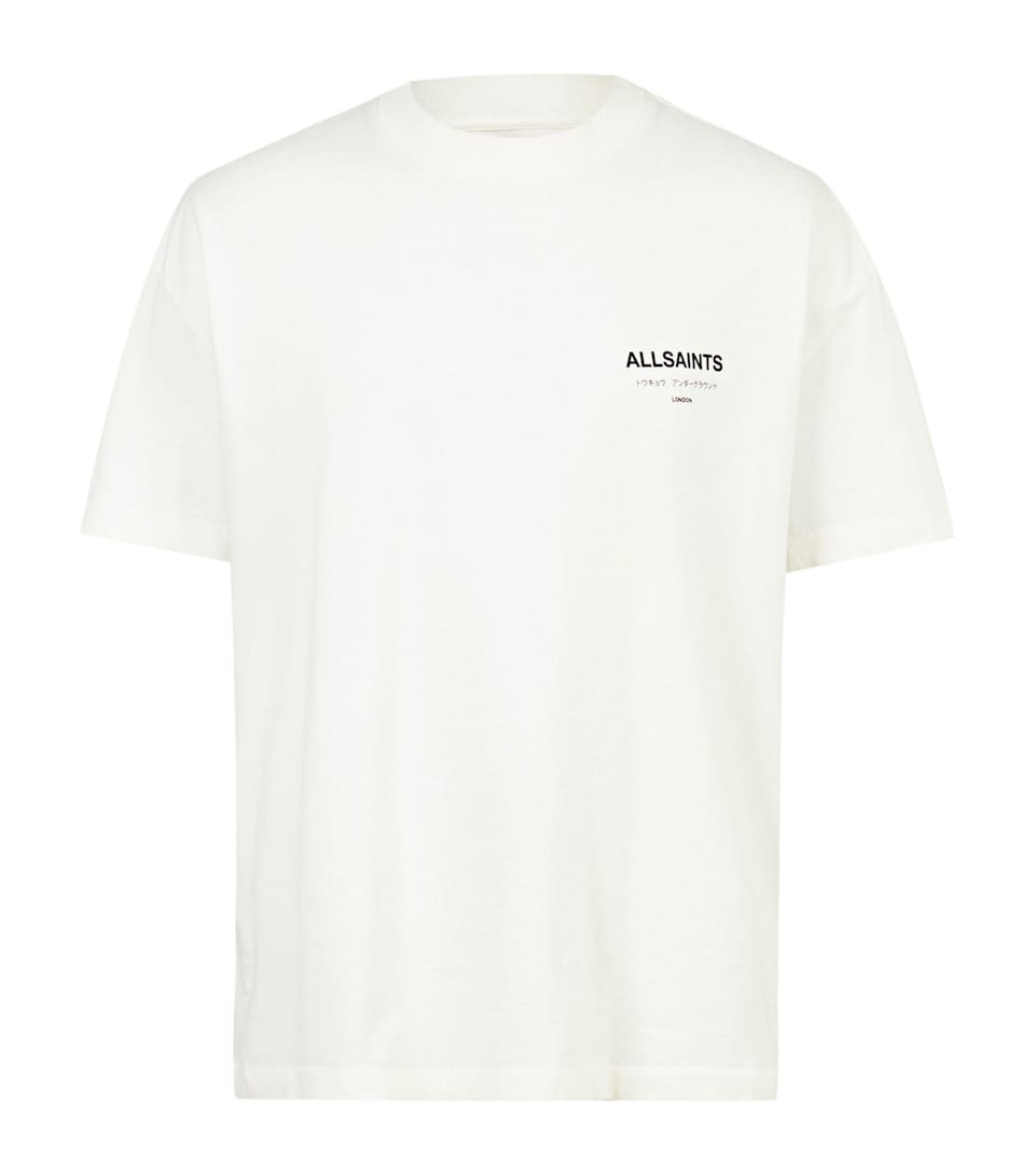 AllSaints Mens Organic Cotton Underground T-Shirt Ashen White