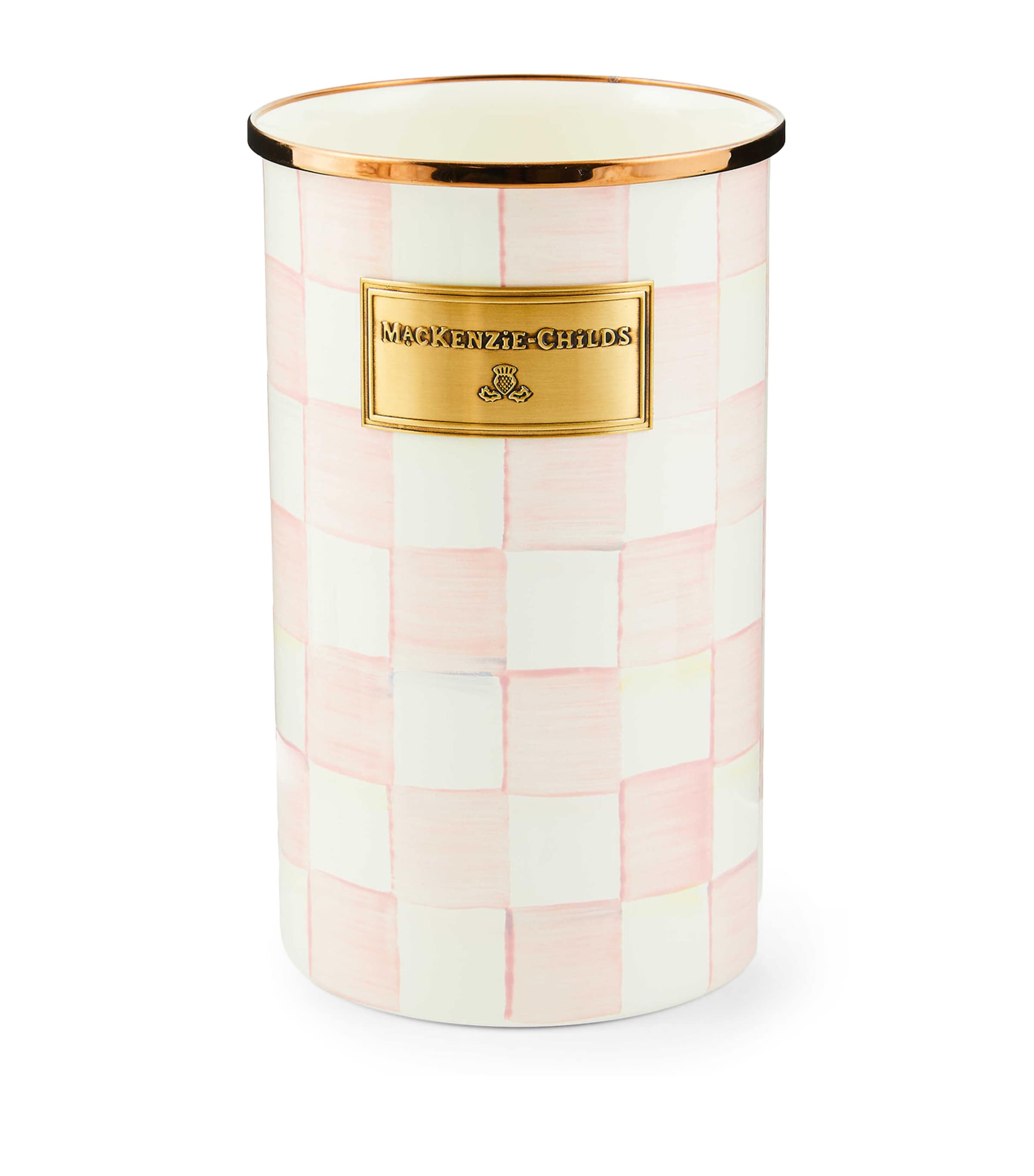 MacKenzie-Childs Rosy Check Utensil Holder Pink