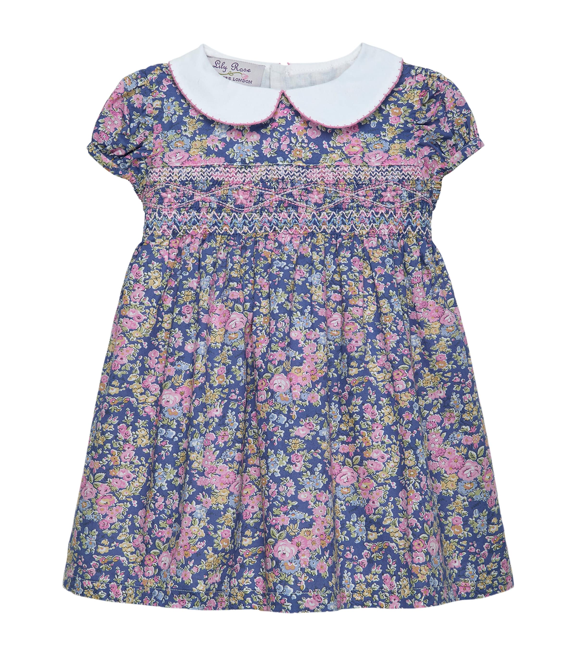 Trotters Cotton Tatum Smock Dress (3-24 Months) Blue