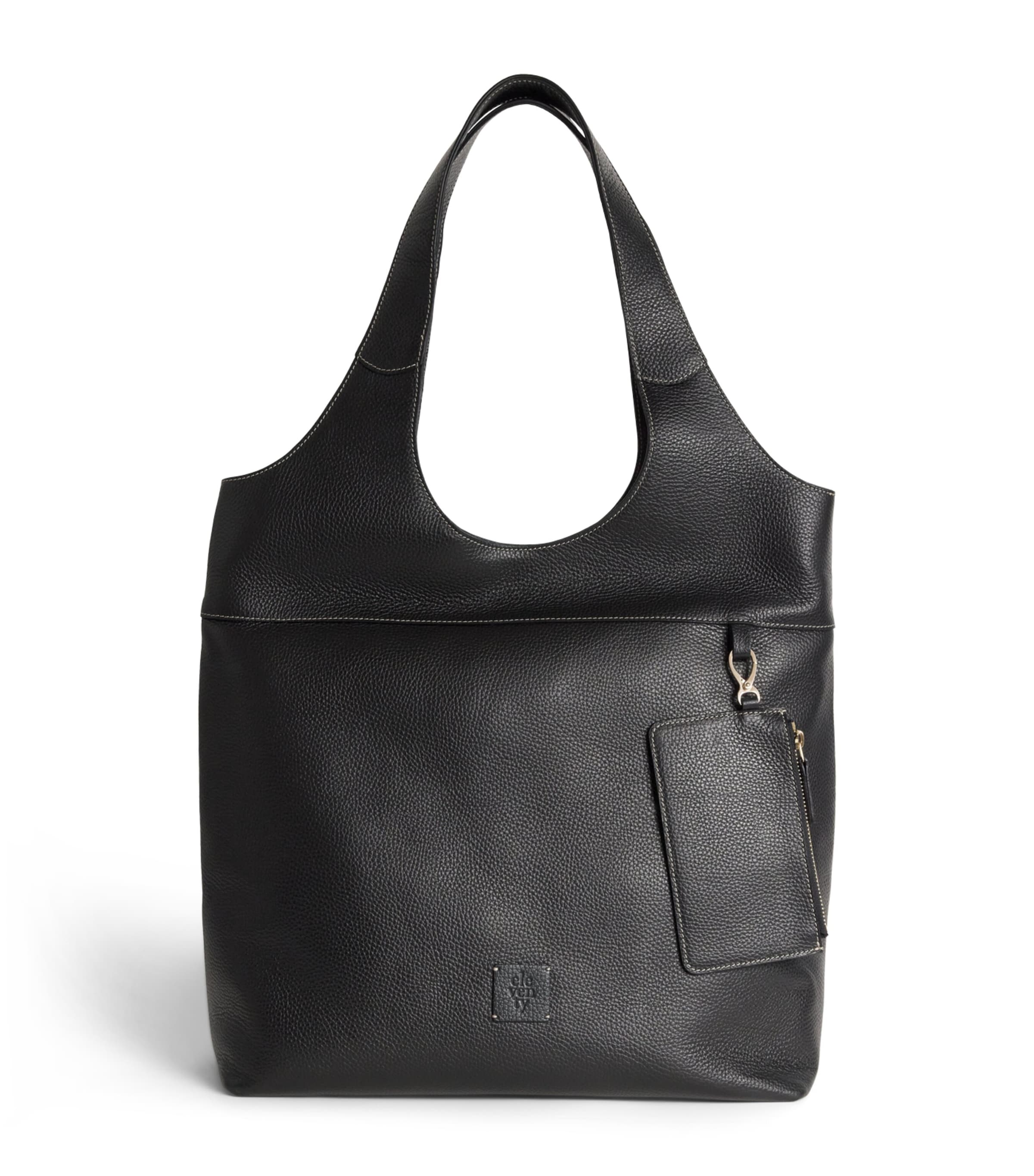 Eleventy Grained Leather Tote Bag Nero