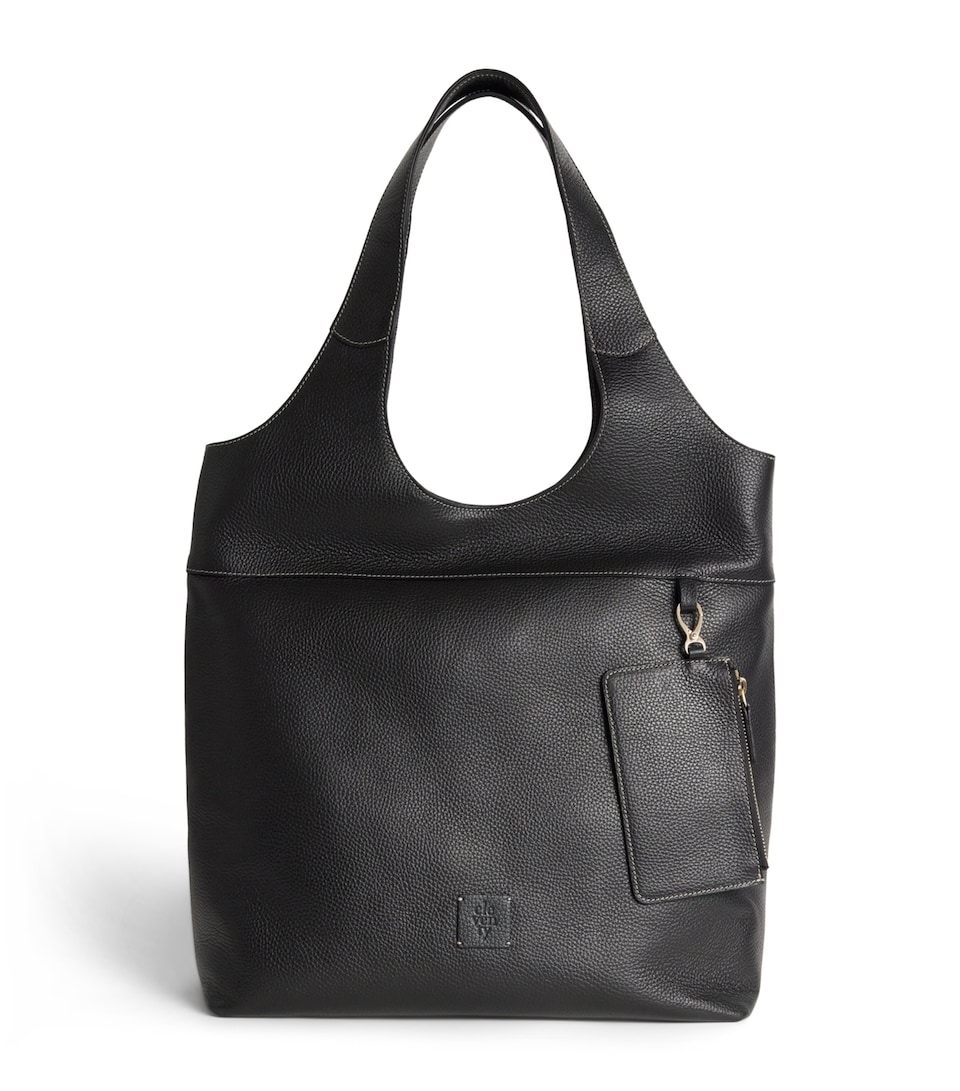 Eleventy Grained Leather Tote Bag Nero
